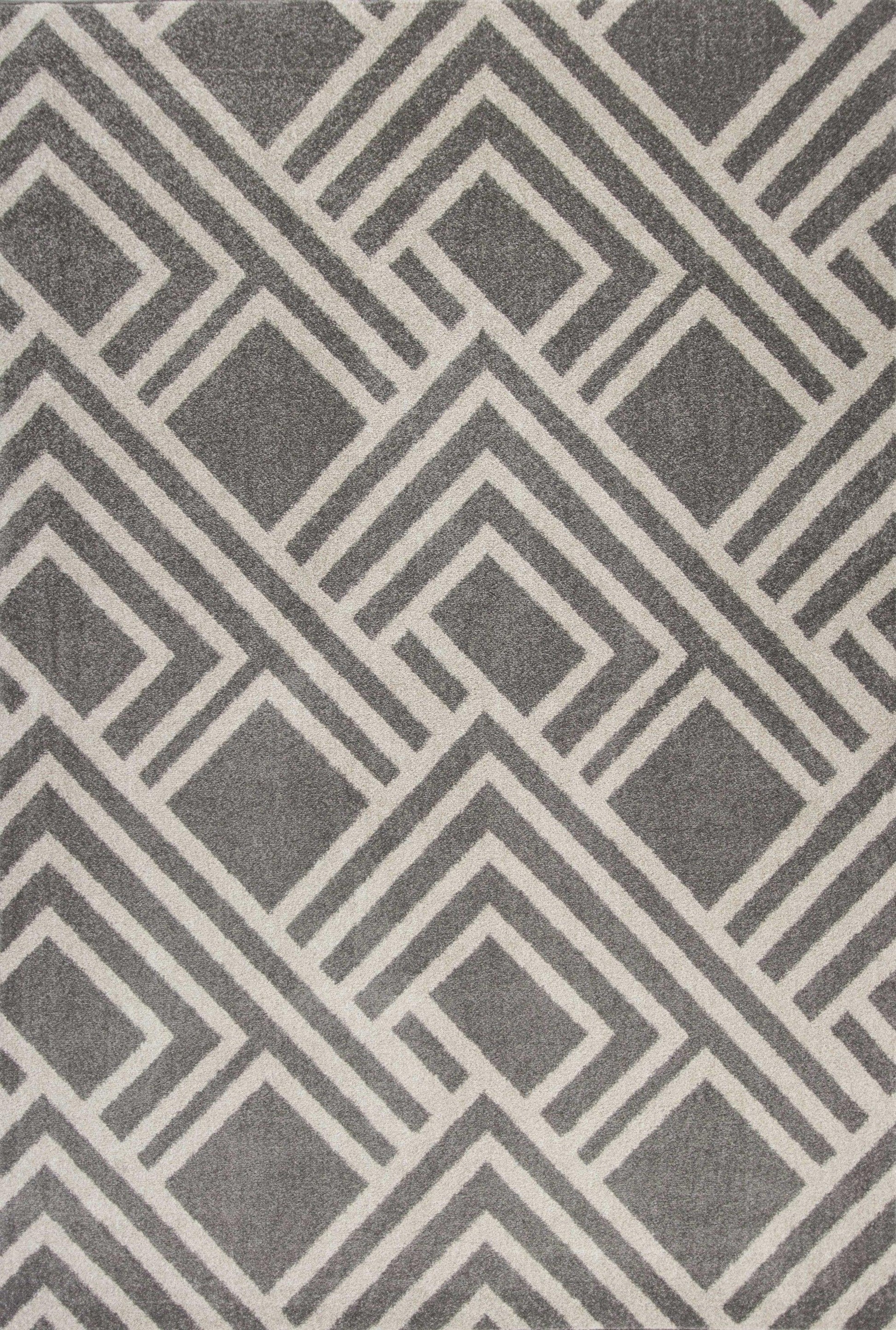 2'x4' Grey Machine Woven UV Treated Geometric Indoor Outdoor Accent Rug - AFS