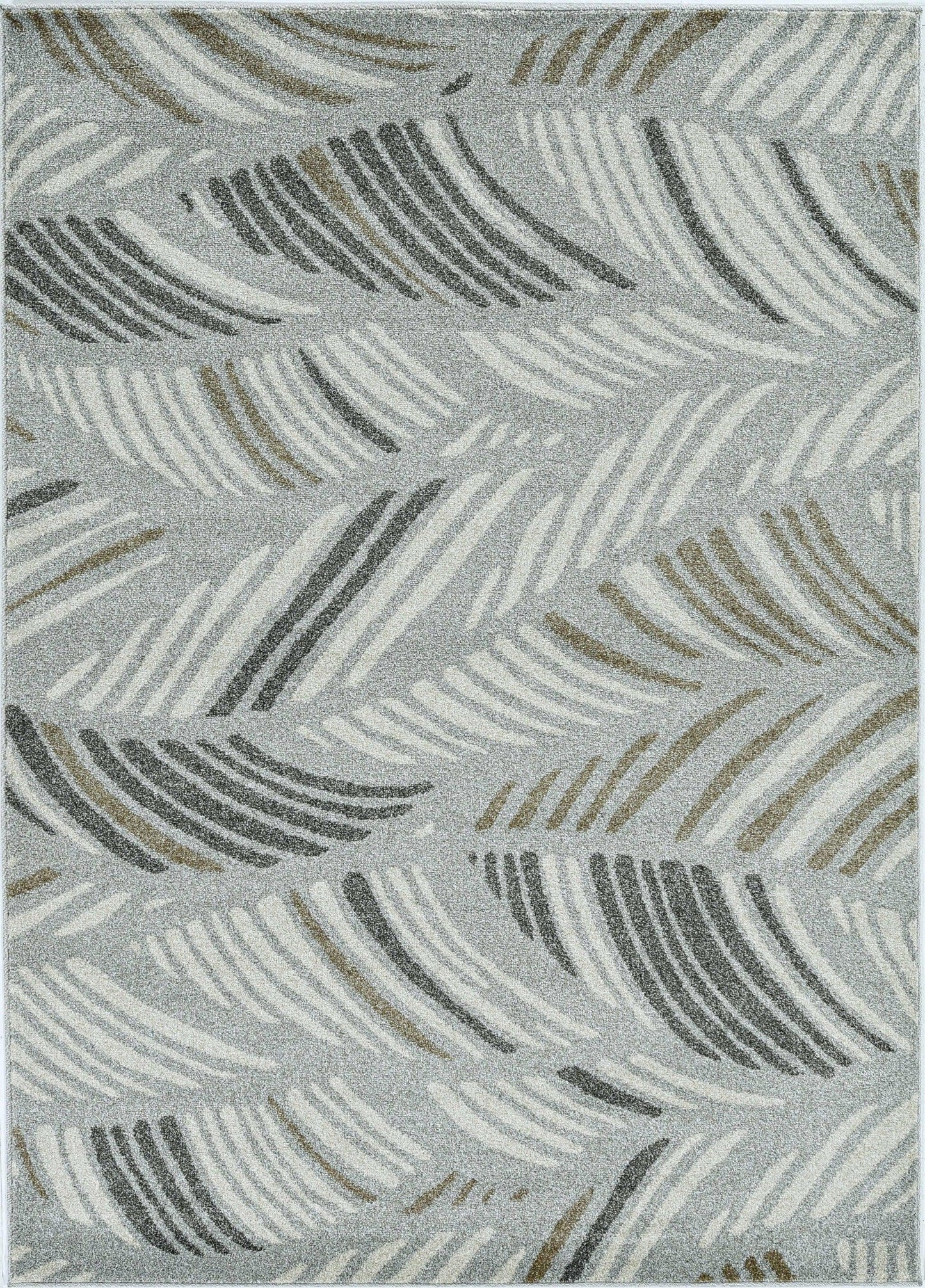 7' x 9' Grey Feather Pattern Indoor Outdoor Area Rug - AFS