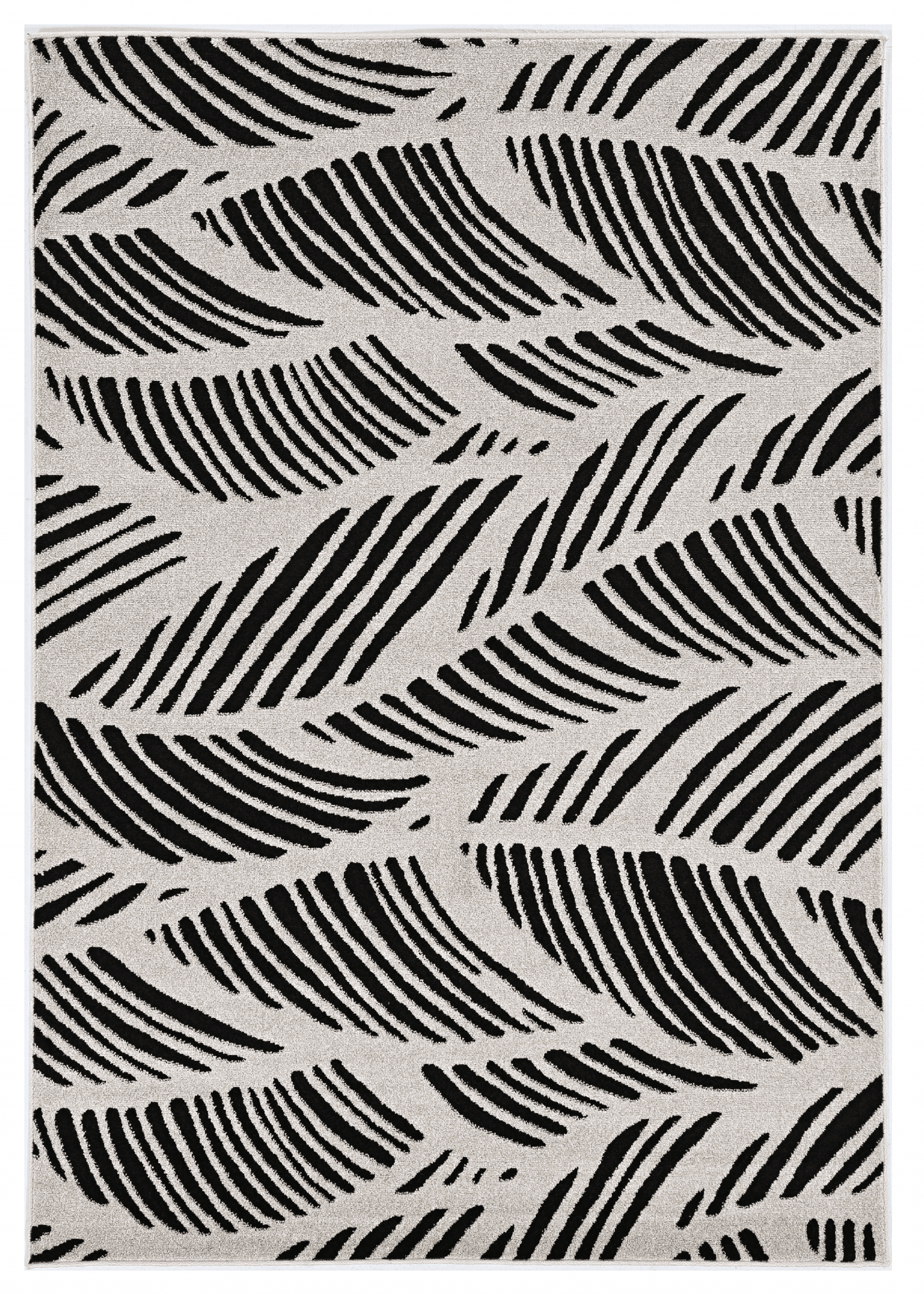 2'x4' Black White Machine Woven UV Treated Tropical Palm Leaves Indoor Outdoor Accent Rug - AFS