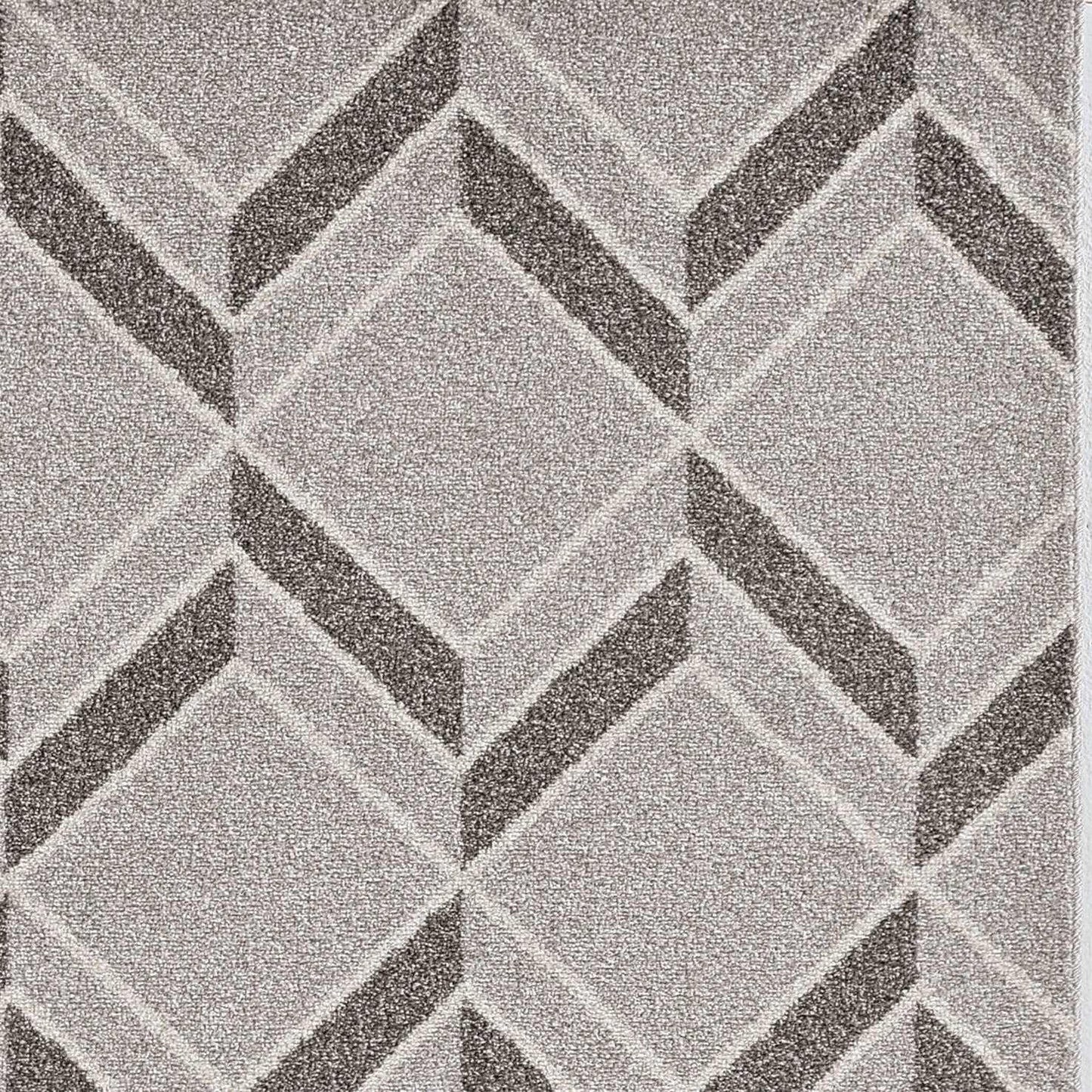 2'x4' Grey Machine Woven UV Treated Herringbone Illusion Indoor Outdoor Accent Rug - AFS