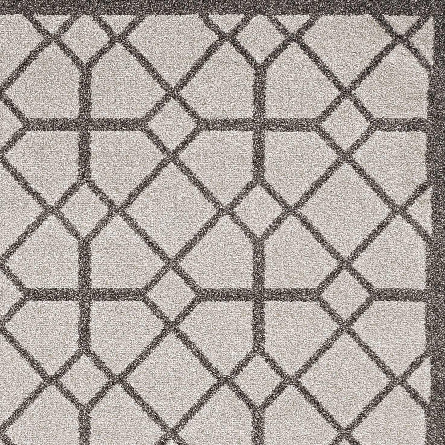 7' x 11' Ivory or Grey Geometric Diamonds Indoor Outdoor Area Rug - AFS