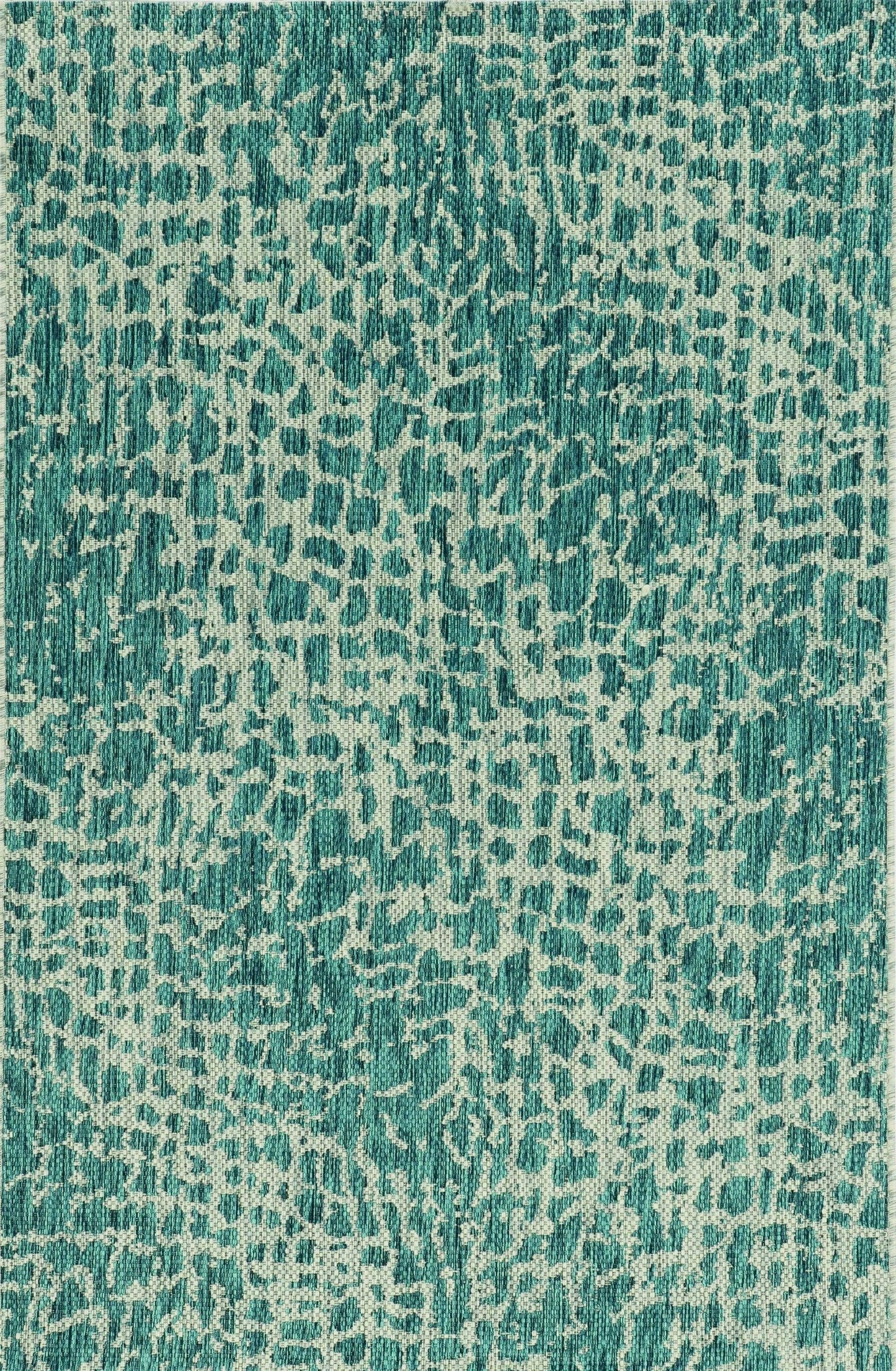 8'x11' Teal Machine Woven UV Treated Animal Print Indoor Outdoor Area Rug - AFS