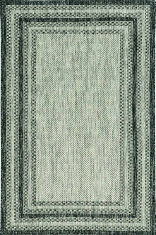 3'x4' Grey Machine Woven UV Treated Bordered Indoor Outdoor Accent Rug - AFS