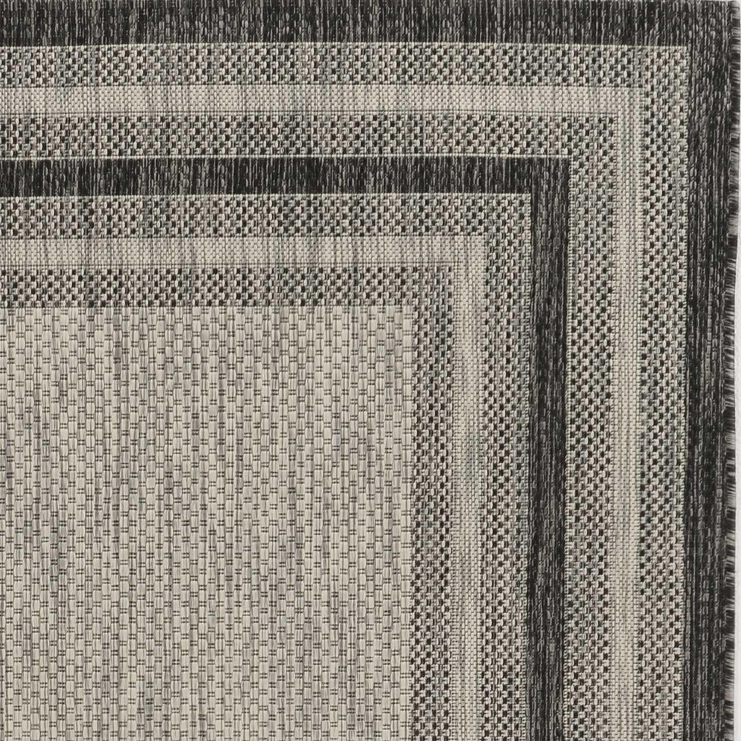 3'x4' Grey Machine Woven UV Treated Bordered Indoor Outdoor Accent Rug - AFS