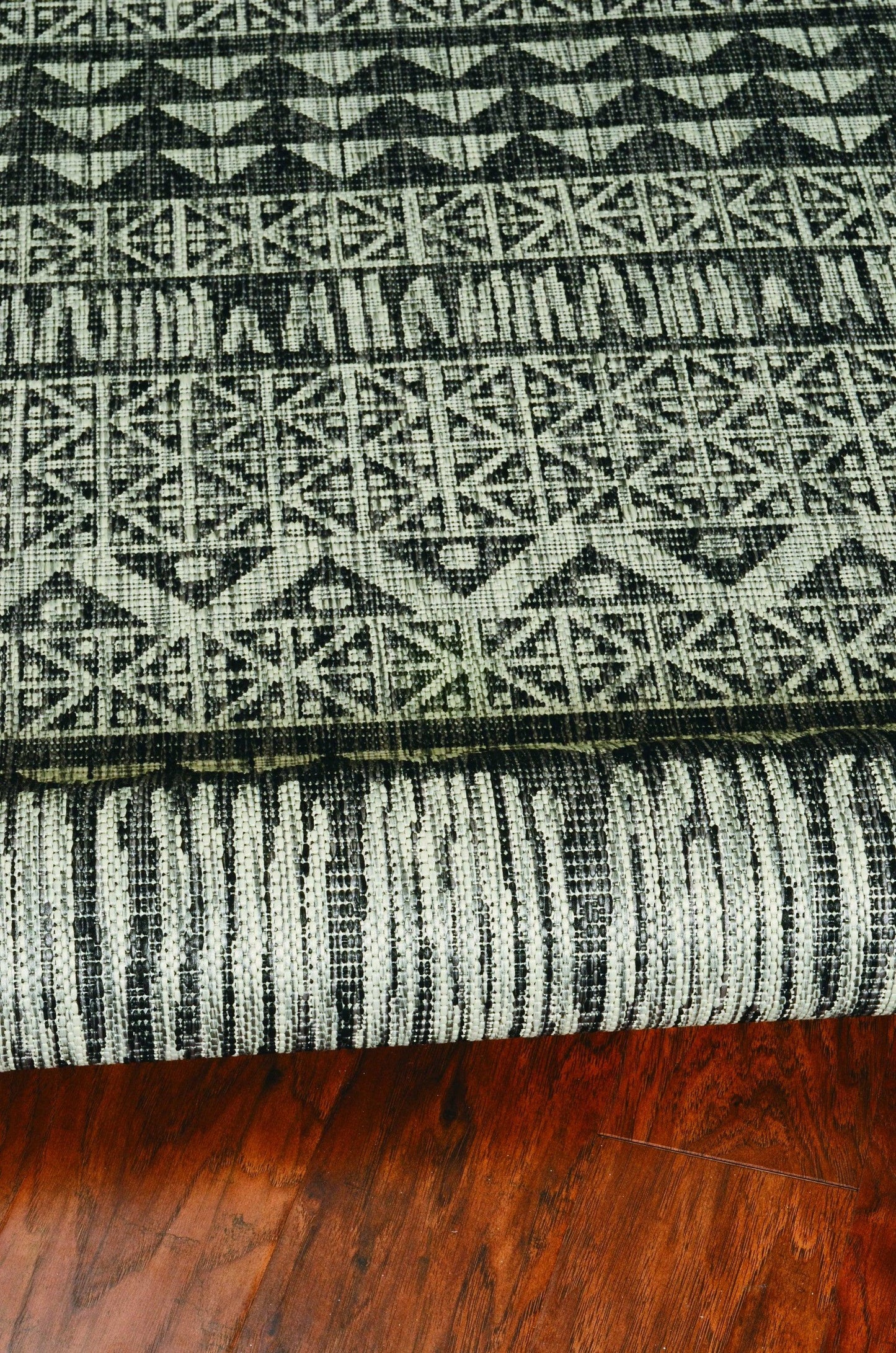 3'x4' Charcoal Machine Woven UV Treated Tribal Indoor Outdoor Accent Rug - AFS