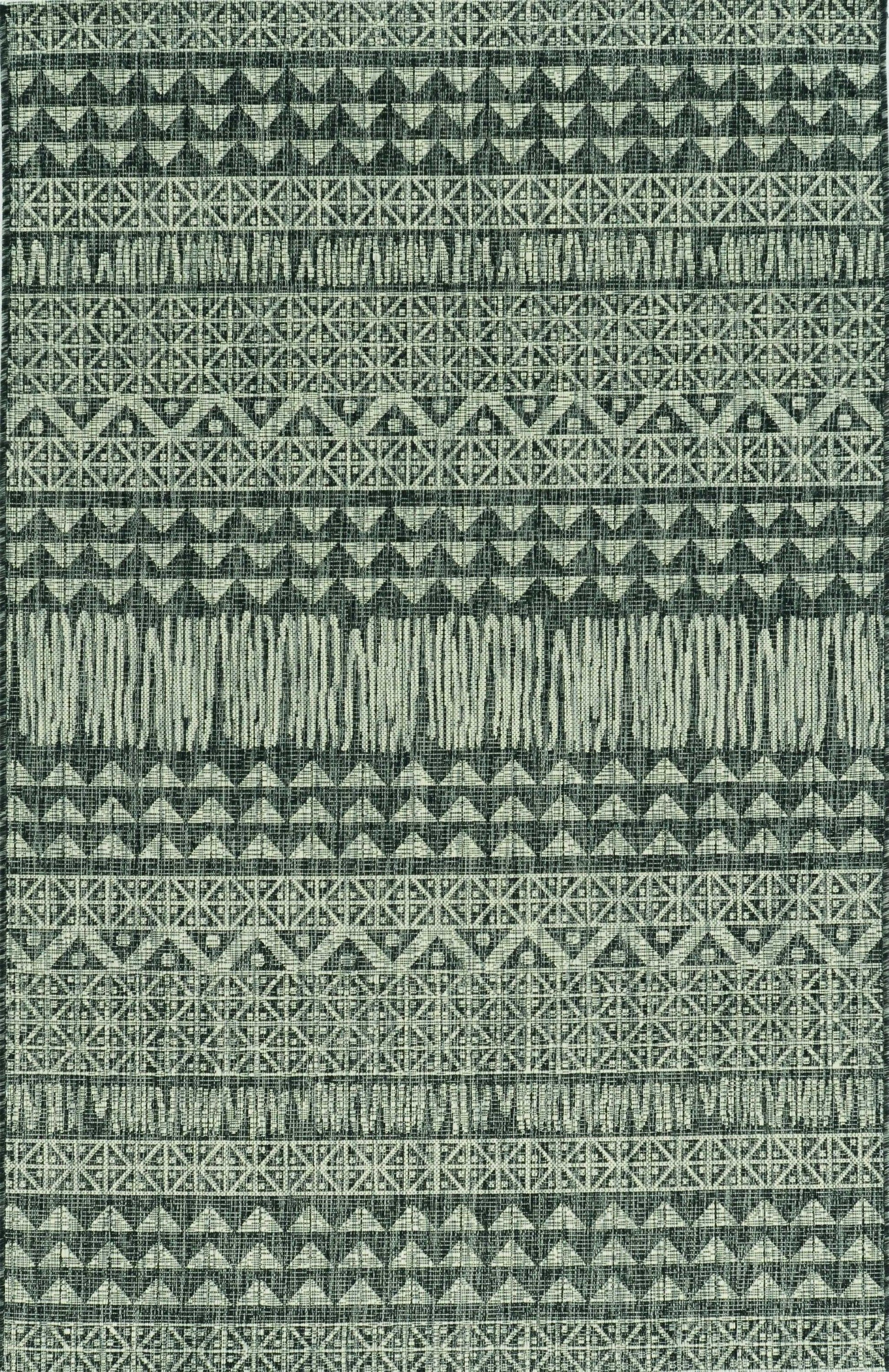 3'x4' Charcoal Machine Woven UV Treated Tribal Indoor Outdoor Accent Rug - AFS