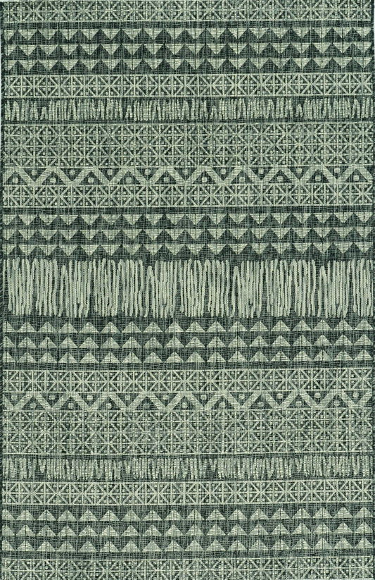 3'x4' Charcoal Machine Woven UV Treated Tribal Indoor Outdoor Accent Rug - AFS