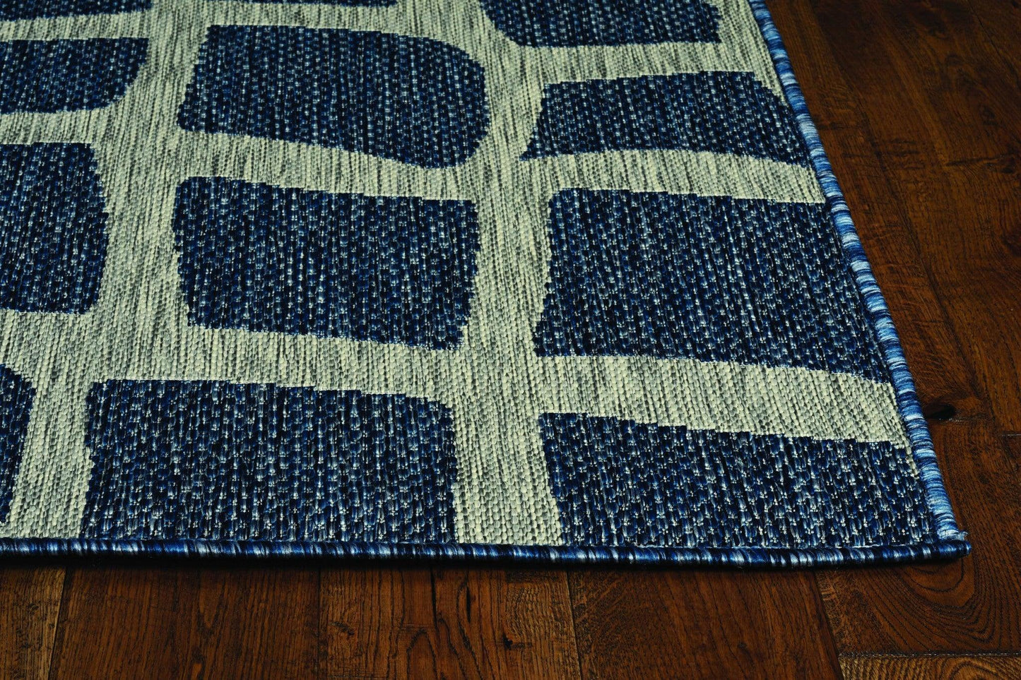 3'x4' Blue Grey Machine Woven UV Treated Abstract Indoor Outdoor Accent Rug - AFS