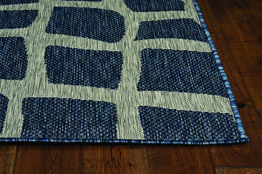 3'x4' Blue Grey Machine Woven UV Treated Abstract Indoor Outdoor Accent Rug - AFS