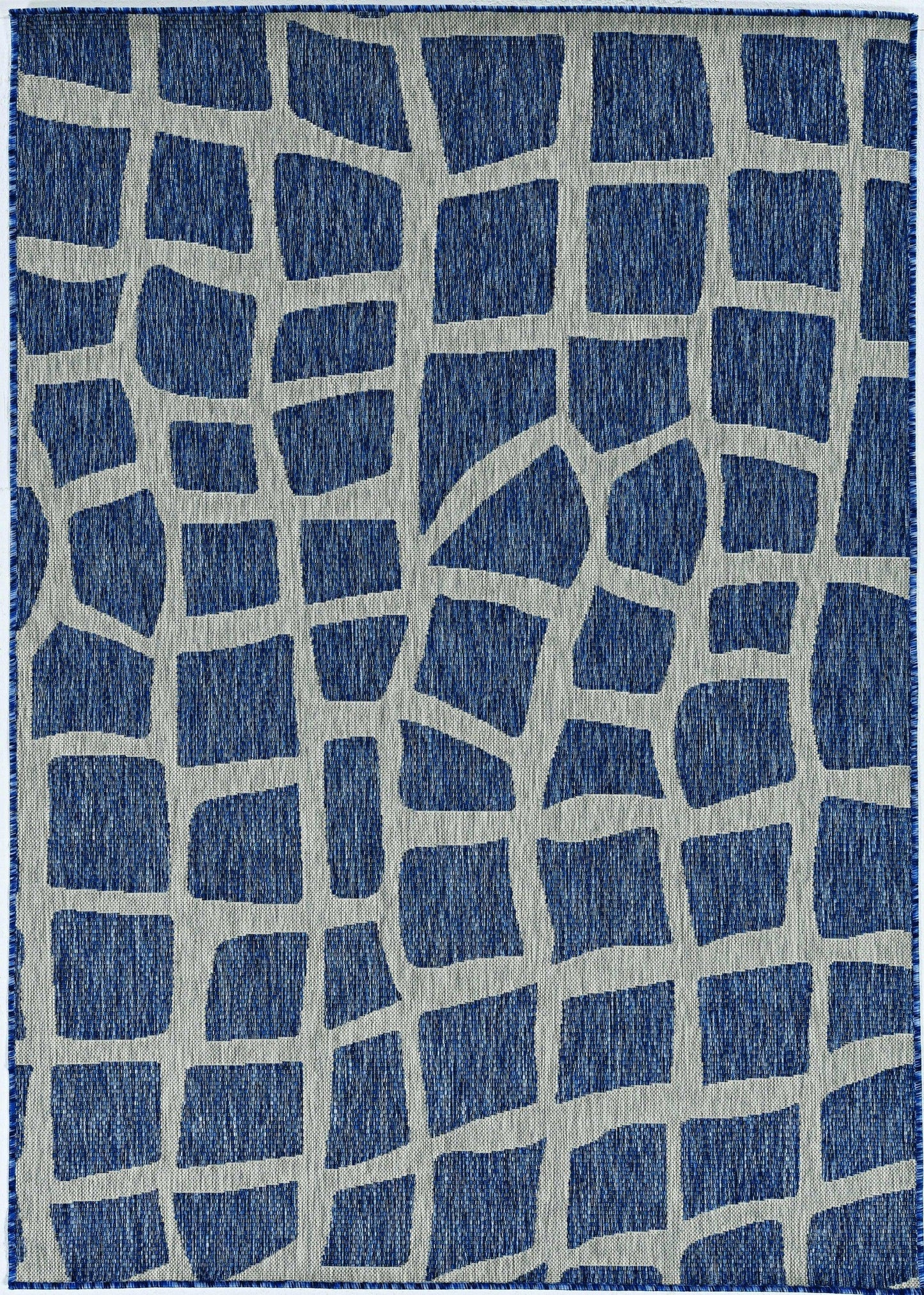 3'x4' Blue Grey Machine Woven UV Treated Abstract Indoor Outdoor Accent Rug - AFS