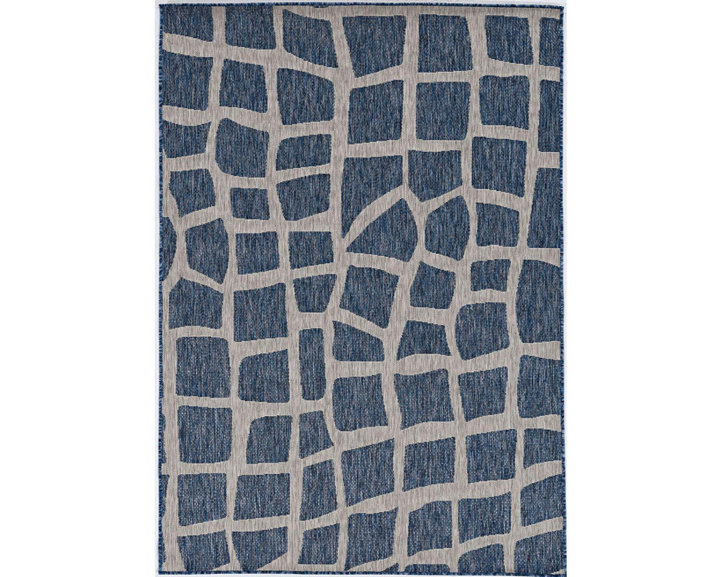 3'x4' Blue Grey Machine Woven UV Treated Abstract Indoor Outdoor Accent Rug - AFS