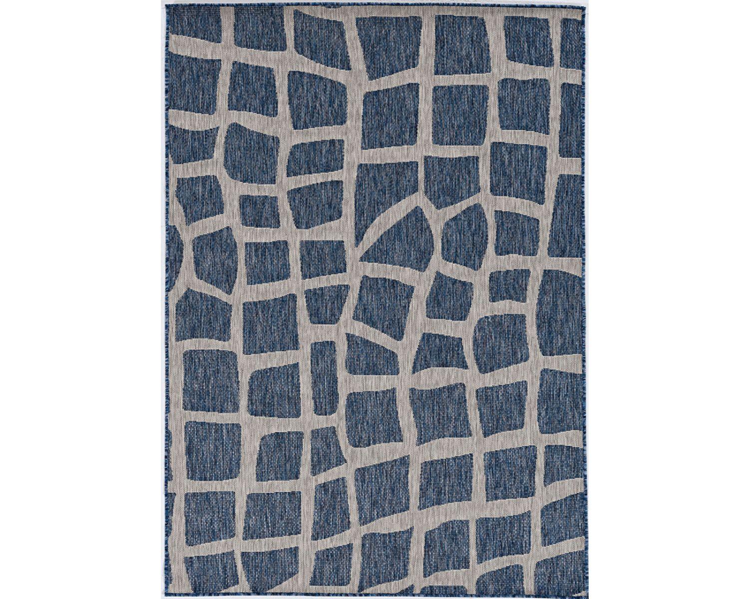 3'x4' Blue Grey Machine Woven UV Treated Abstract Indoor Outdoor Accent Rug - AFS