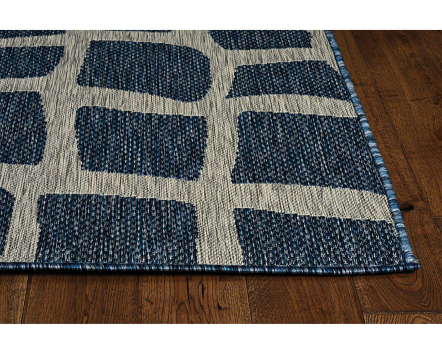 3'x4' Blue Grey Machine Woven UV Treated Abstract Indoor Outdoor Accent Rug - AFS