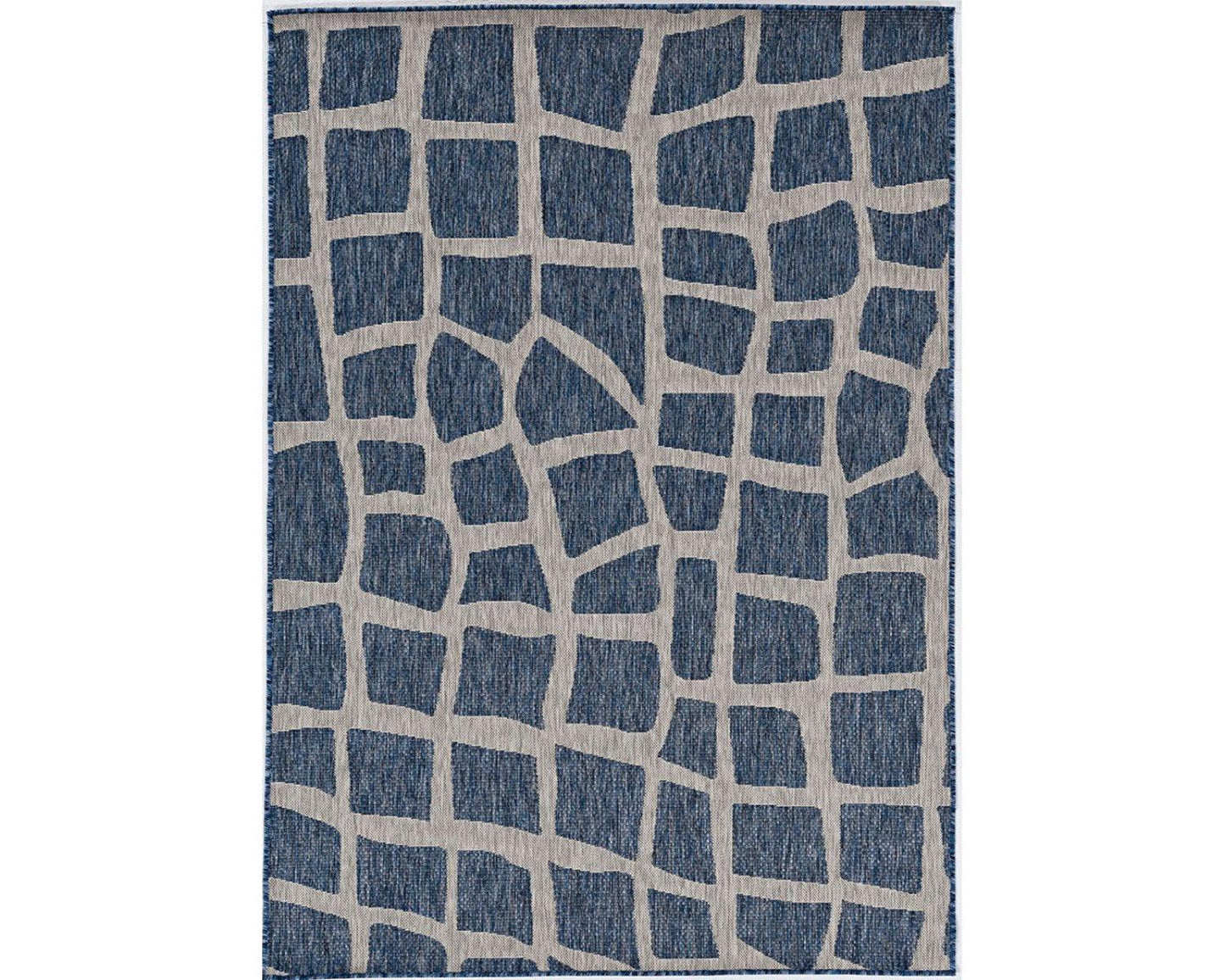 3'x4' Blue Grey Machine Woven UV Treated Abstract Indoor Outdoor Accent Rug - AFS