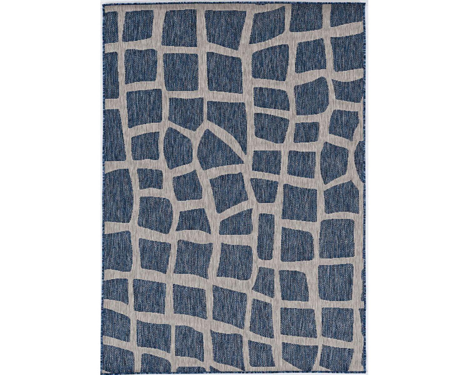 3'x4' Blue Grey Machine Woven UV Treated Abstract Indoor Outdoor Accent Rug - AFS