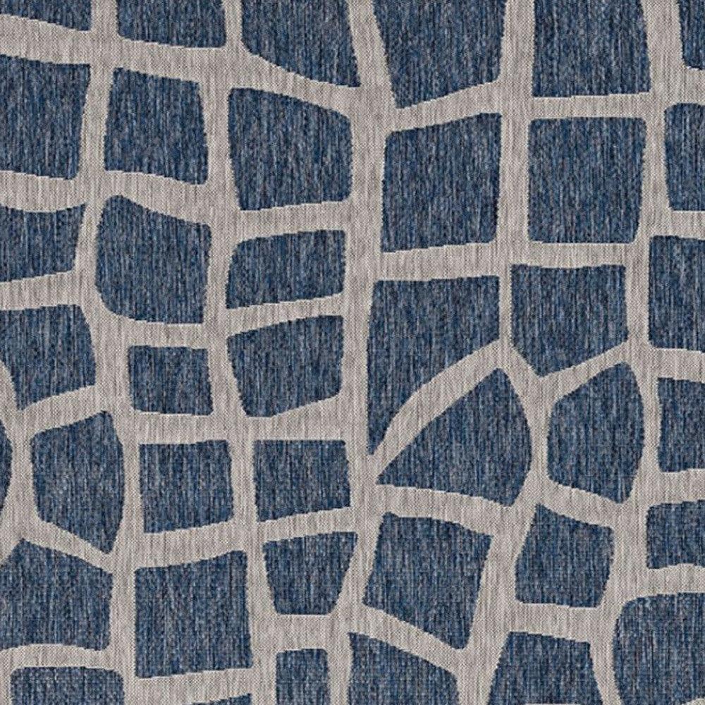 3'x4' Blue Grey Machine Woven UV Treated Abstract Indoor Outdoor Accent Rug - AFS