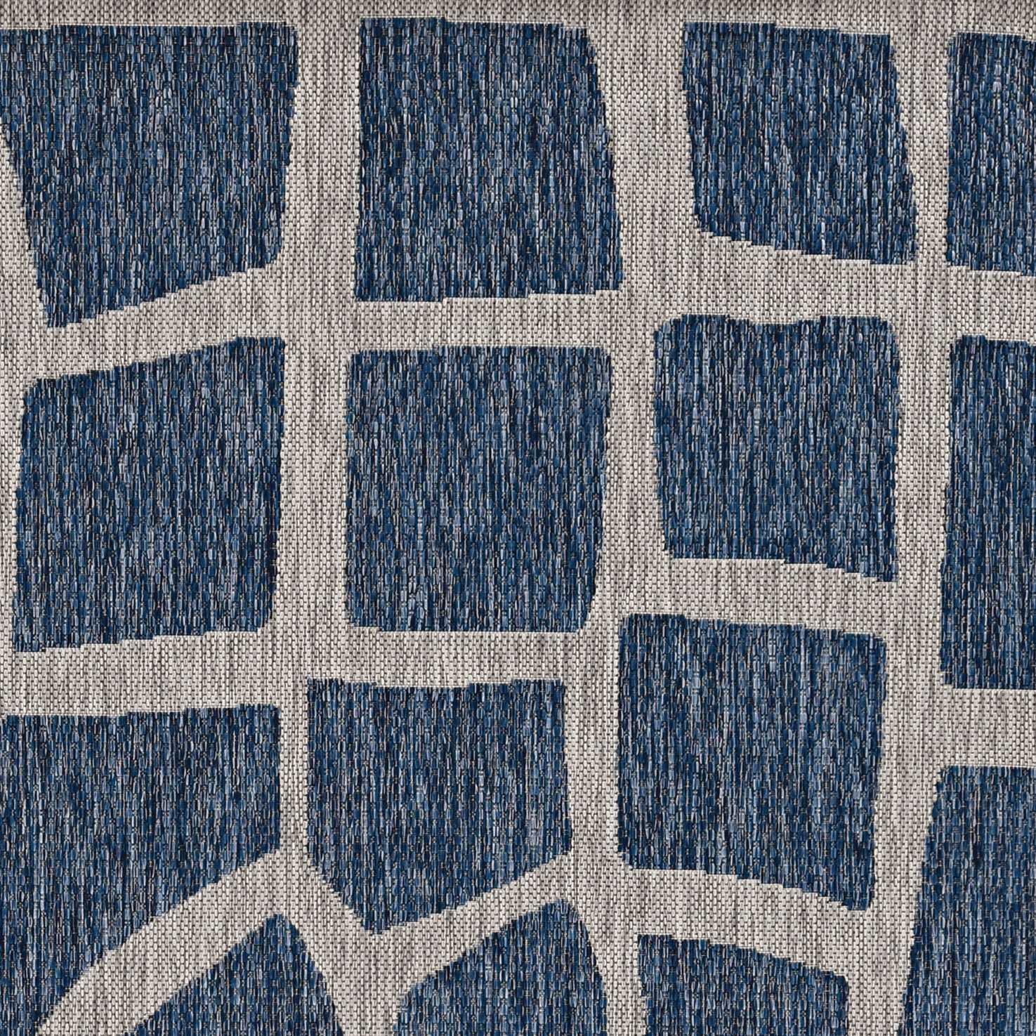 3'x4' Blue Grey Machine Woven UV Treated Abstract Indoor Outdoor Accent Rug - AFS