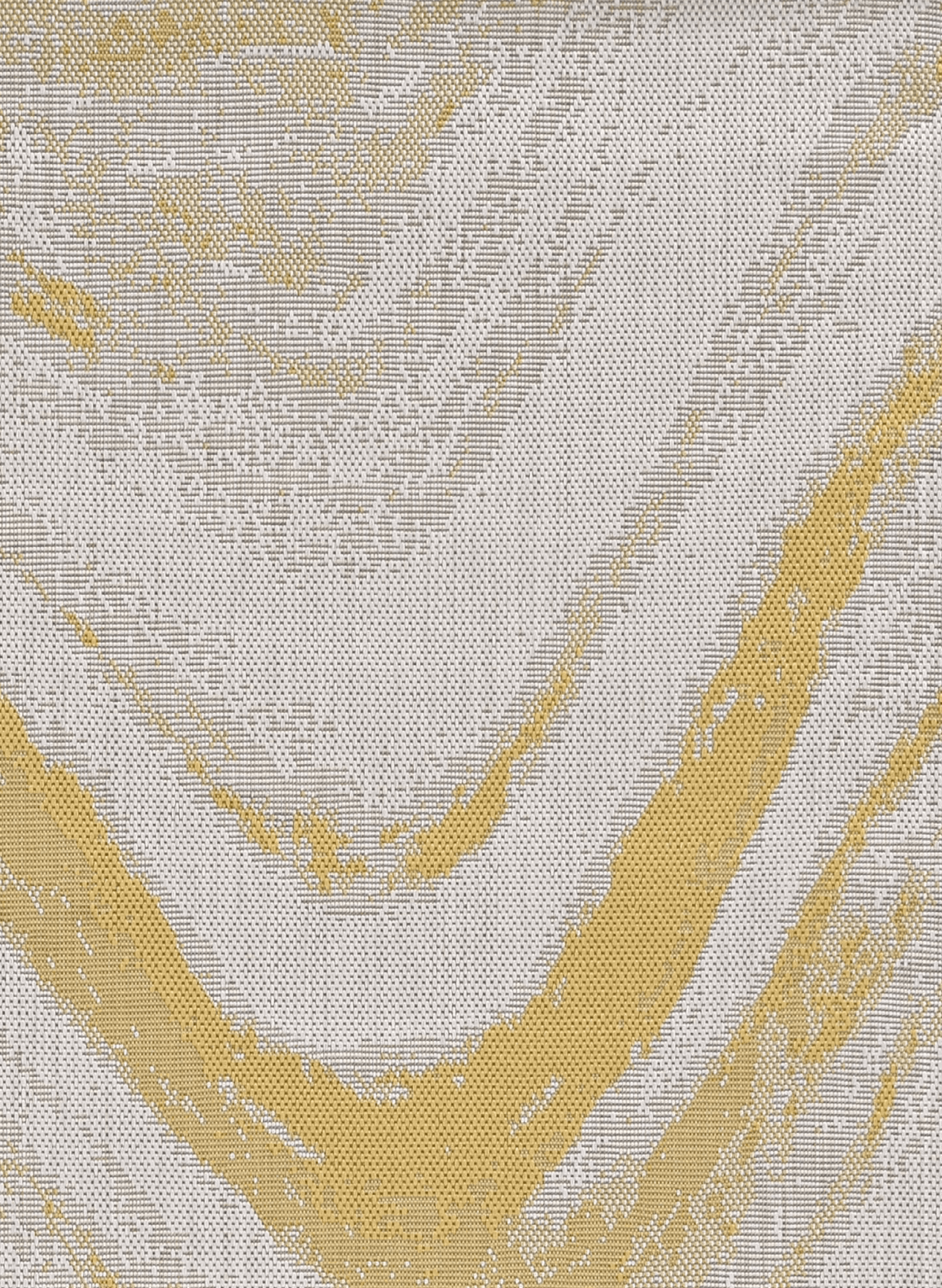 5'x7' Ivory Gold Machine Woven UV Treated Abstract Waves Indoor Outdoor Area Rug - AFS