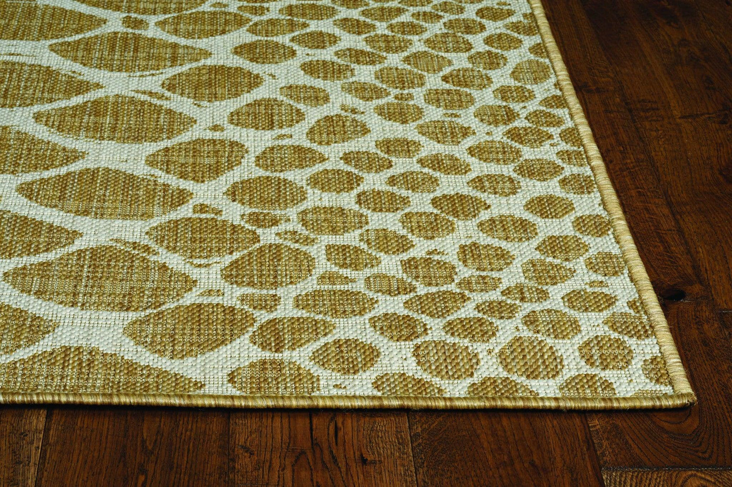 3'x4' Ivory Machine Woven UV Treated Snake Print Indoor Outdoor Accent Rug - AFS