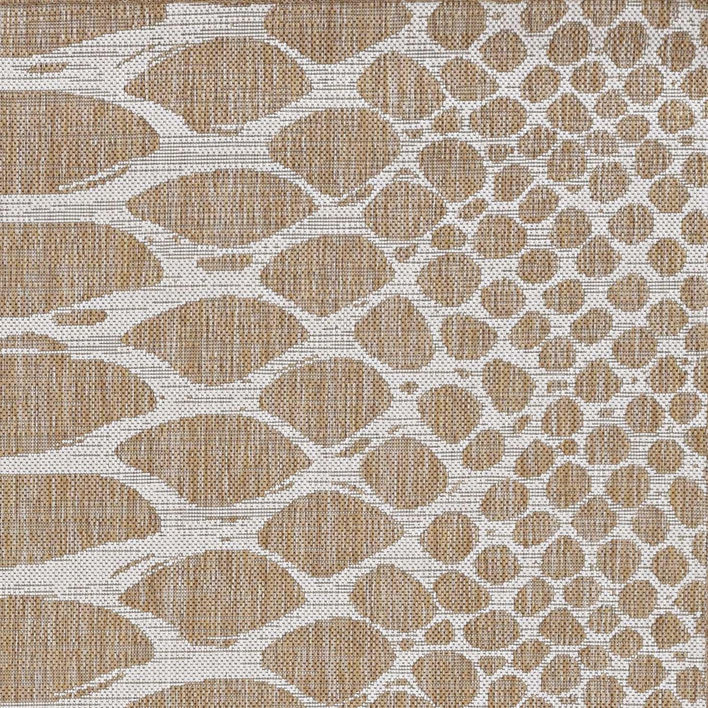 3'x4' Ivory Machine Woven UV Treated Snake Print Indoor Outdoor Accent Rug - AFS