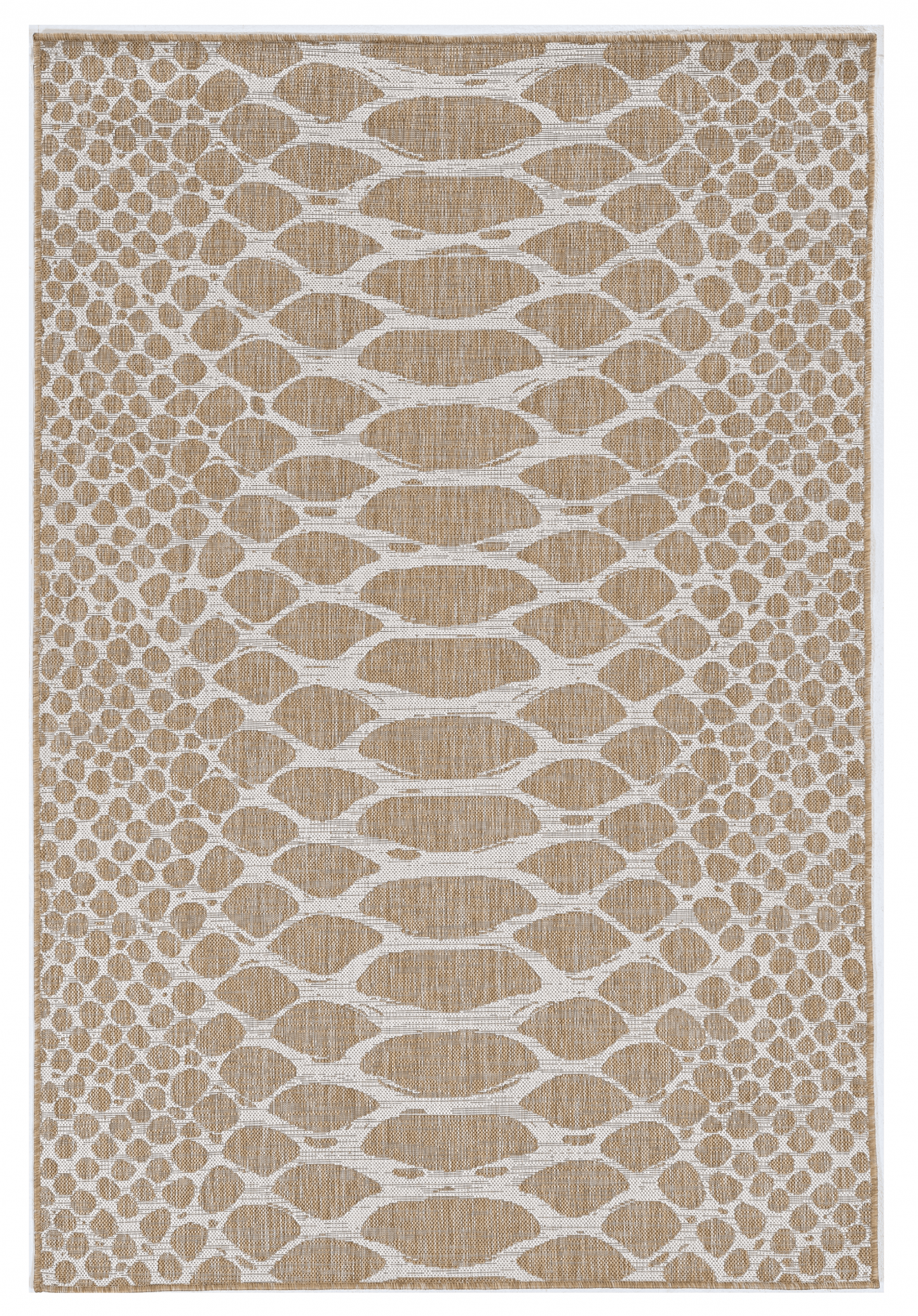 3'x4' Ivory Machine Woven UV Treated Snake Print Indoor Outdoor Accent Rug - AFS