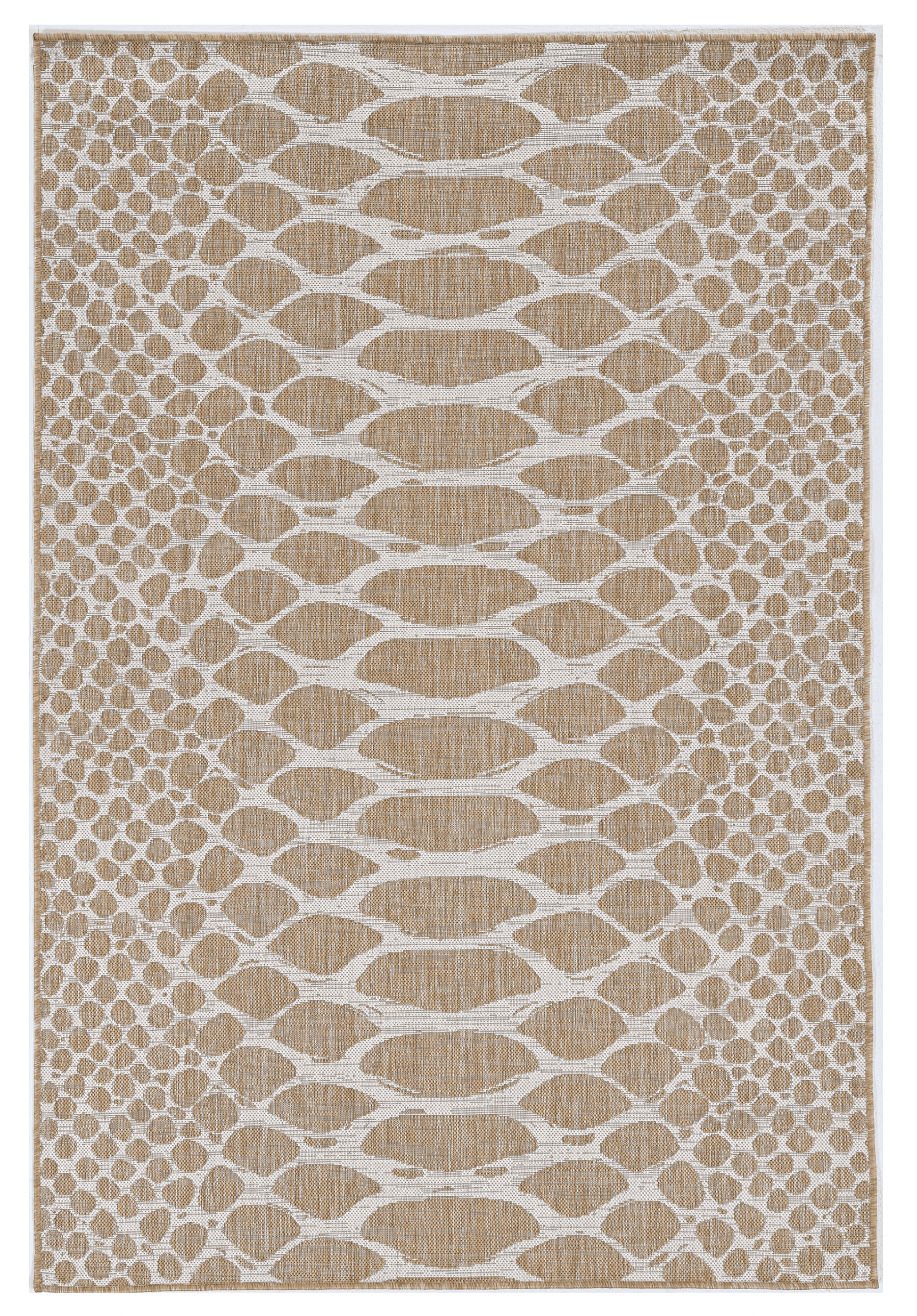 3'x4' Ivory Machine Woven UV Treated Snake Print Indoor Outdoor Accent Rug - AFS