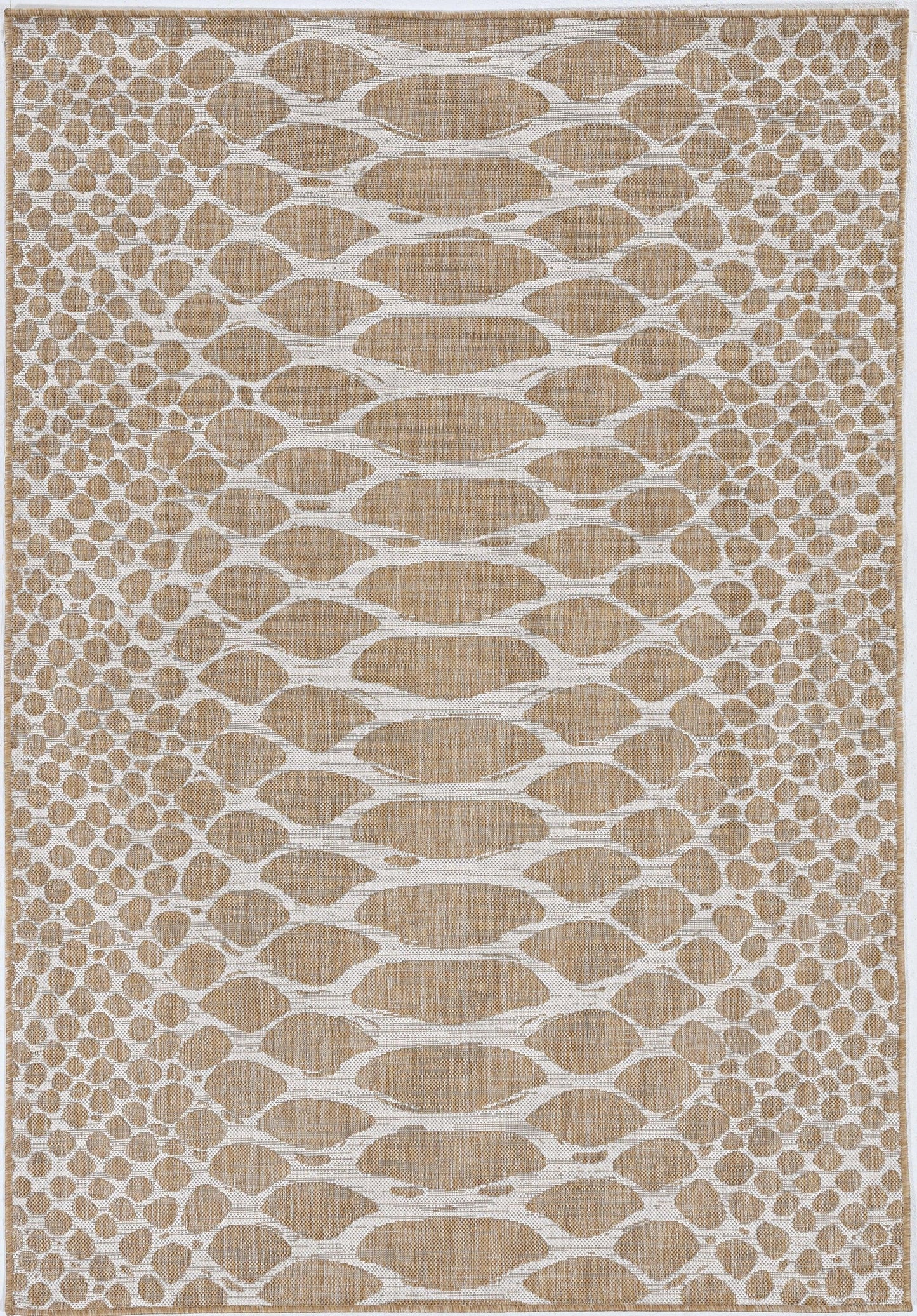 3'x4' Ivory Machine Woven UV Treated Snake Print Indoor Outdoor Accent Rug - AFS