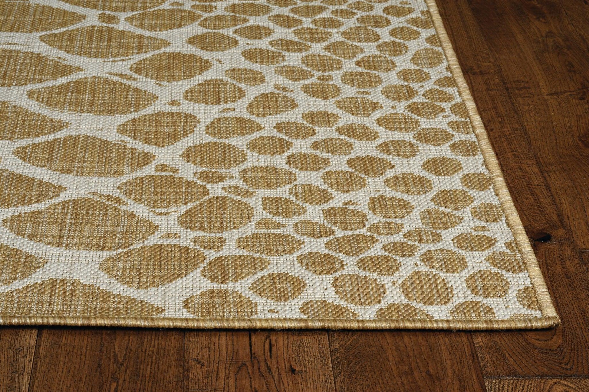 3'x4' Ivory Machine Woven UV Treated Snake Print Indoor Outdoor Accent Rug - AFS