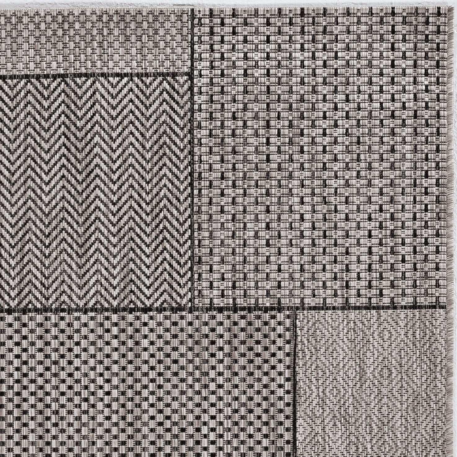 8'x11' Grey Machine Woven UV Treated Geometric Indoor Outdoor Area Rug - AFS