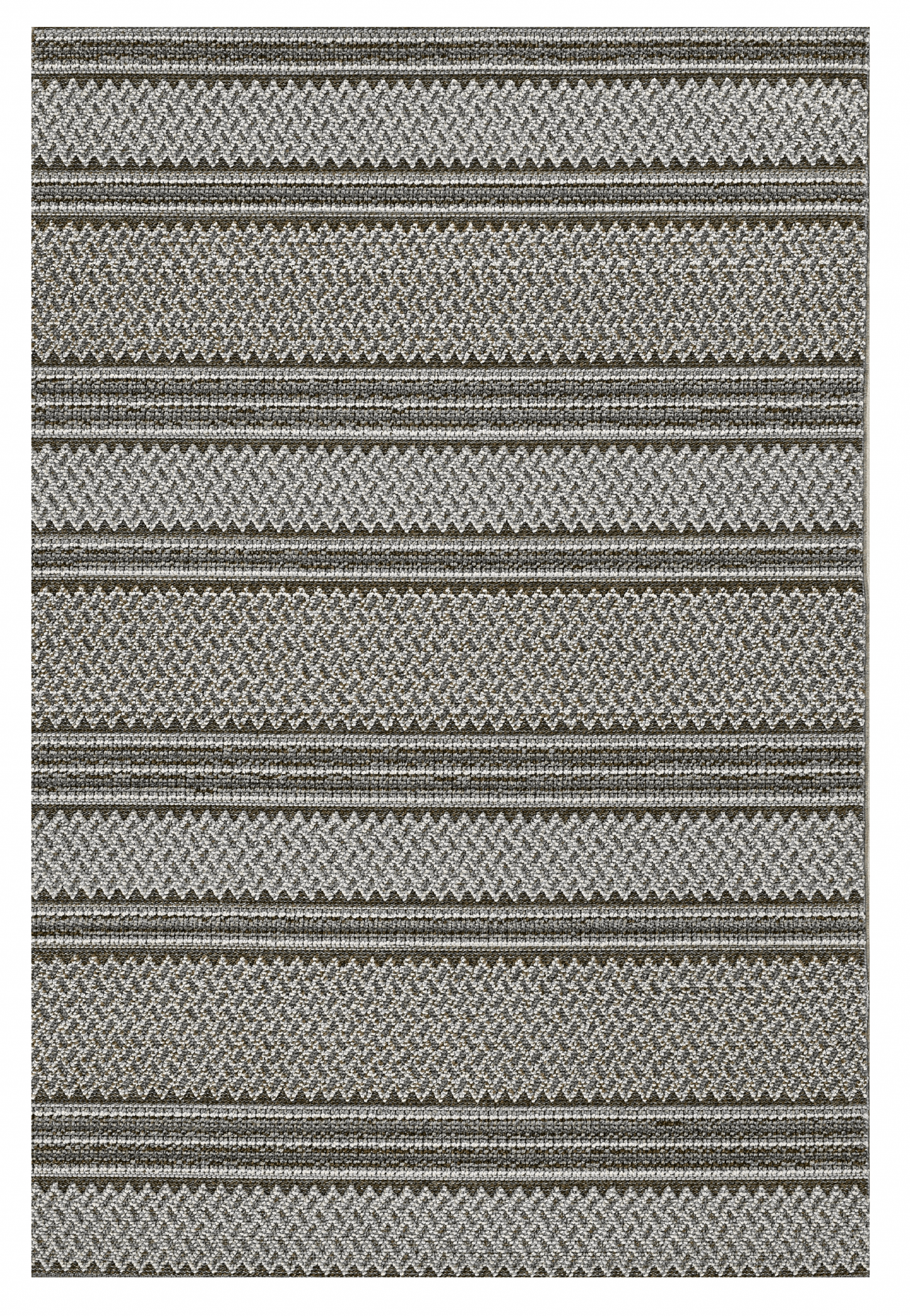 8' Grey Machine Woven UV Treated Awning Stripes Indoor Outdoor Runner Rug - AFS