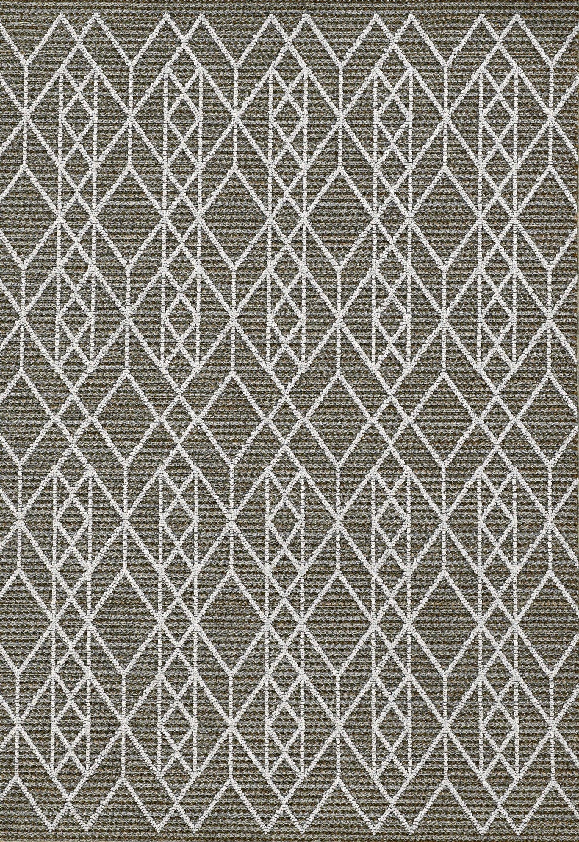 4'x6' Grey Machine Woven UV Treated Geometric Indoor Outdoor Area Rug - AFS