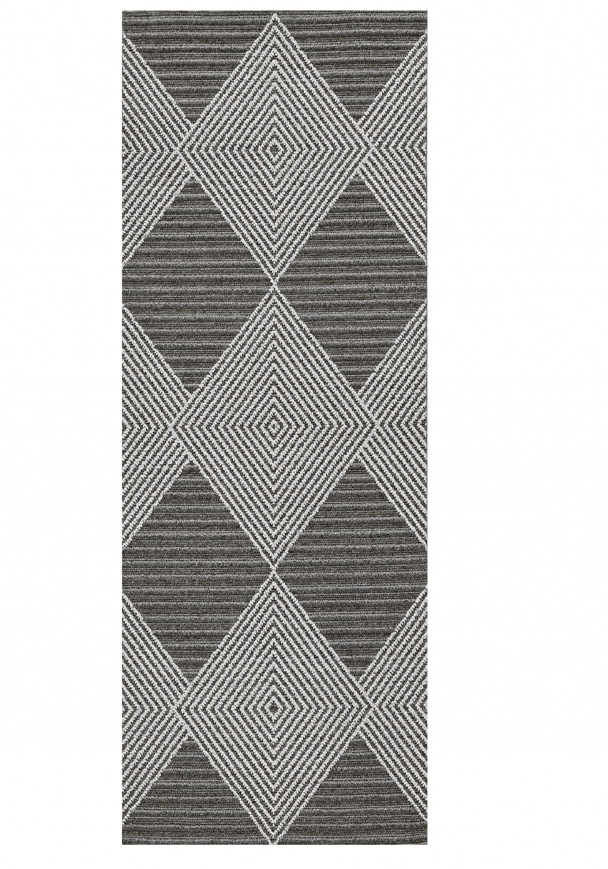 7' x 9' Grey or Ivory Geometric Diamonds Indoor Outdoor Area Rug - AFS