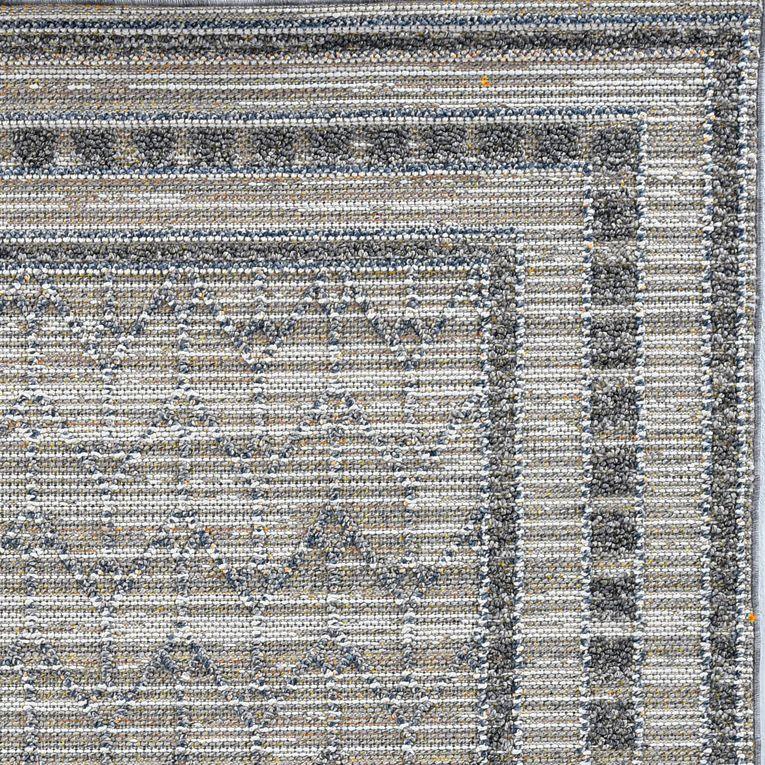 4'x6' Grey Machine Woven UV Treated Bordered Chevron Indoor Outdoor Area Rug - AFS