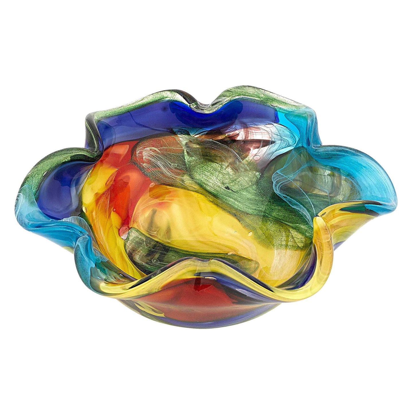 85 MultiColor Art Glass Floppy Centerpiece Bowl - AFS