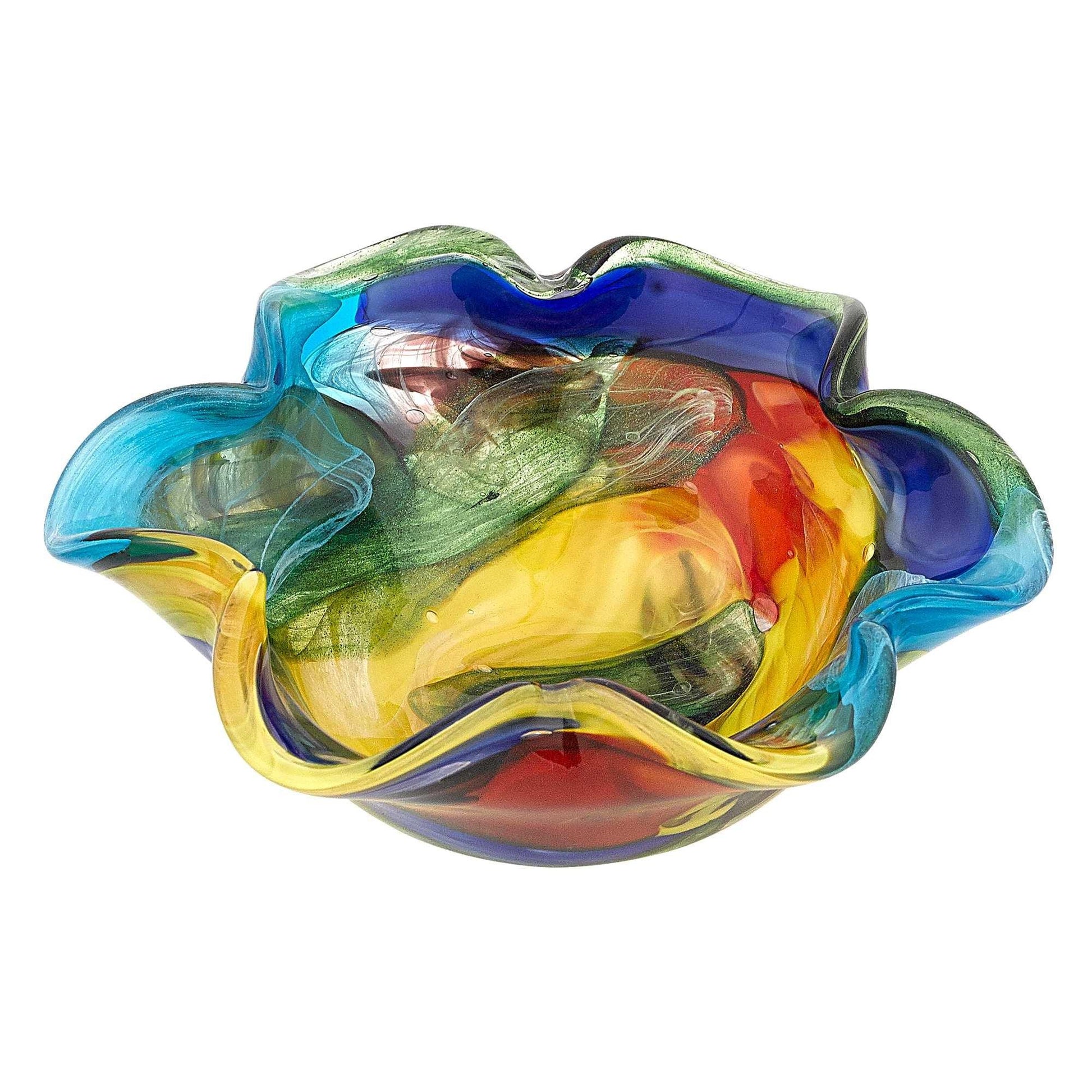 85 MultiColor Art Glass Floppy Centerpiece Bowl - AFS