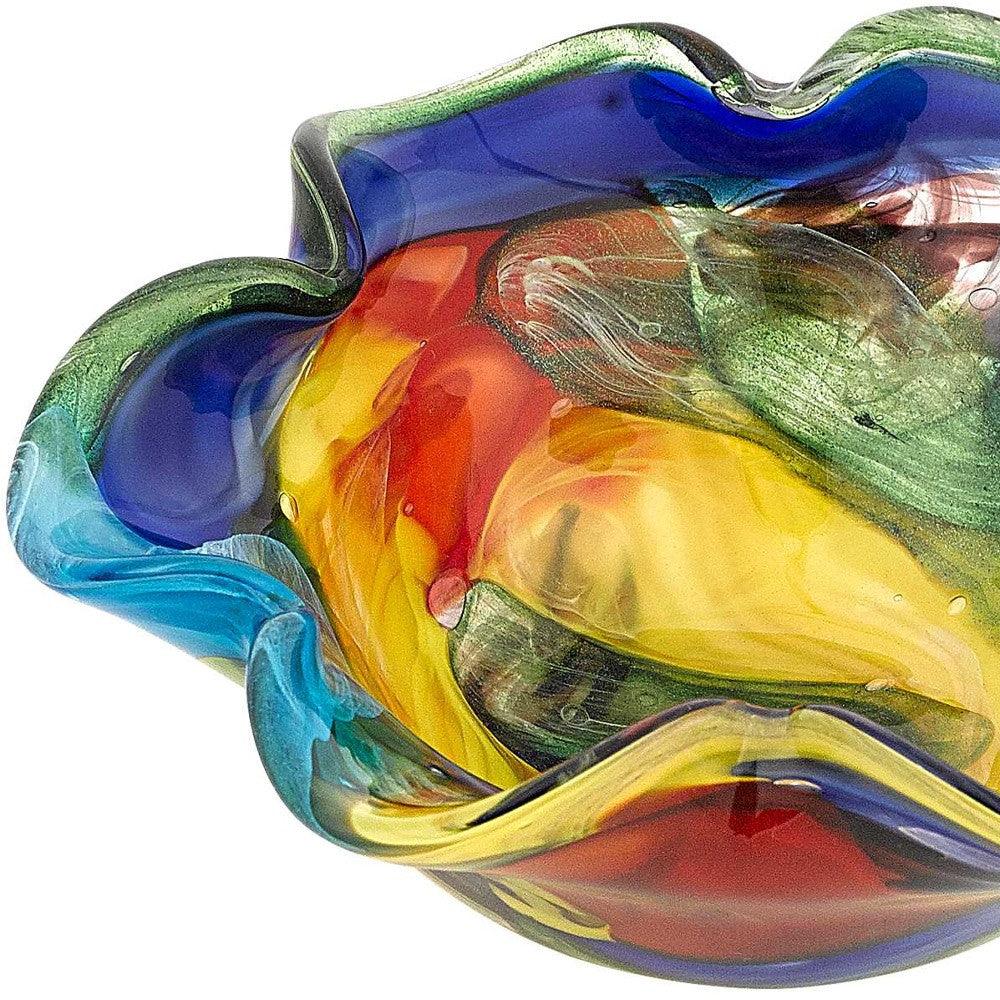 85 MultiColor Art Glass Floppy Centerpiece Bowl - AFS