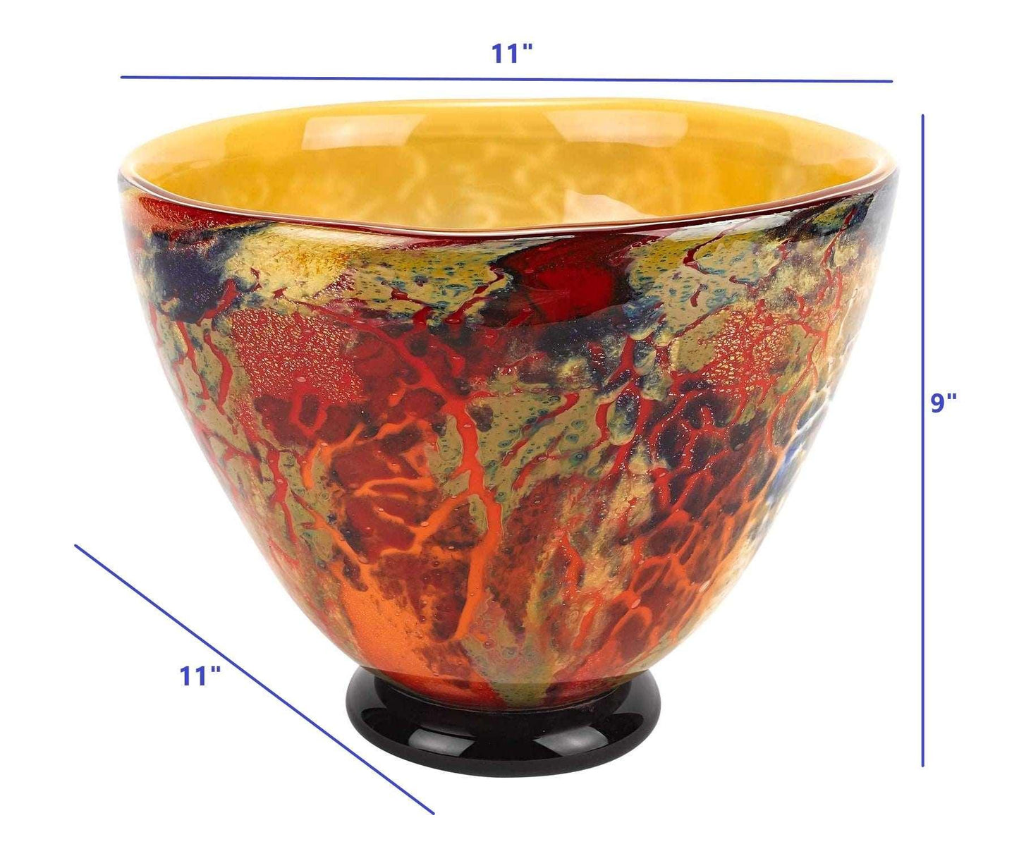 11 Mouth Blown Art Glass Centerpiece or Punch Bowl