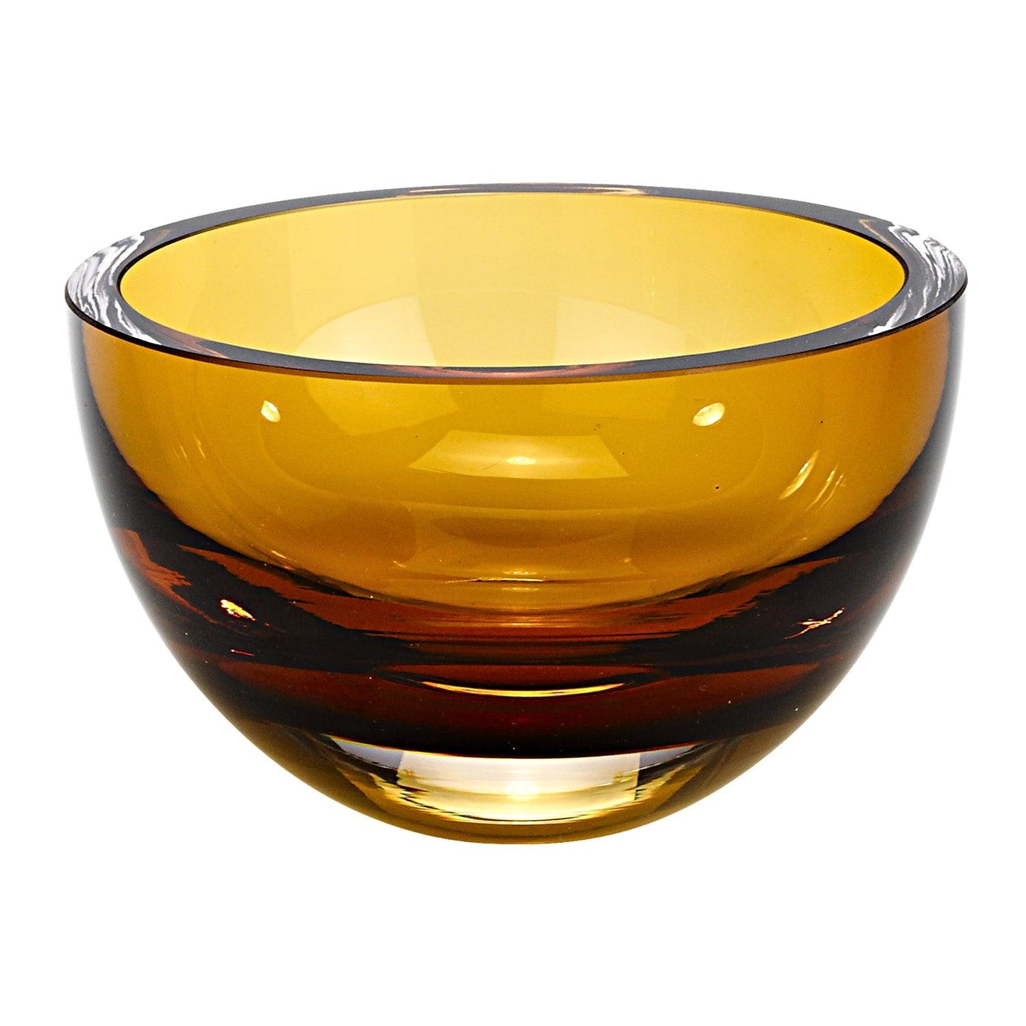 6 Mouth Blown European Made Lead Free Amber Crystal Bowl - AFS