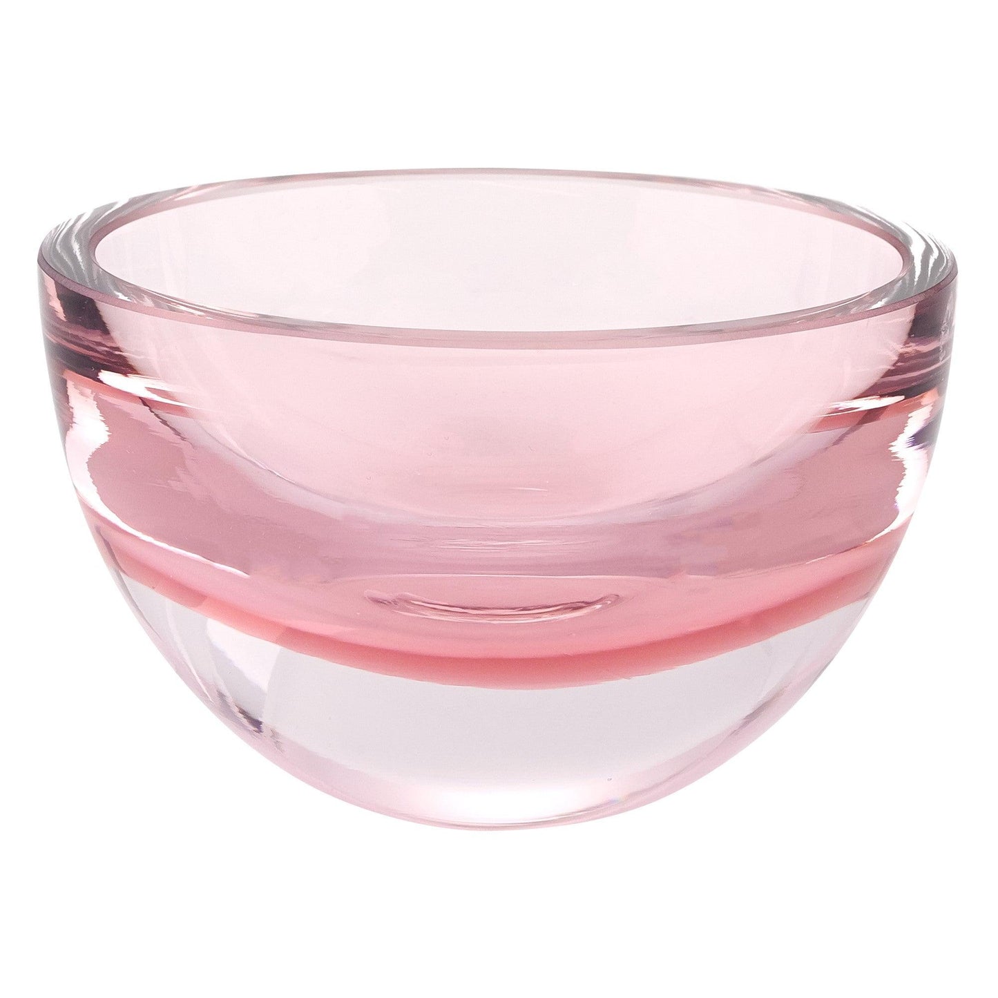 6 Mouth Blown European Made Lead Free Pink Crystal Bowl - AFS