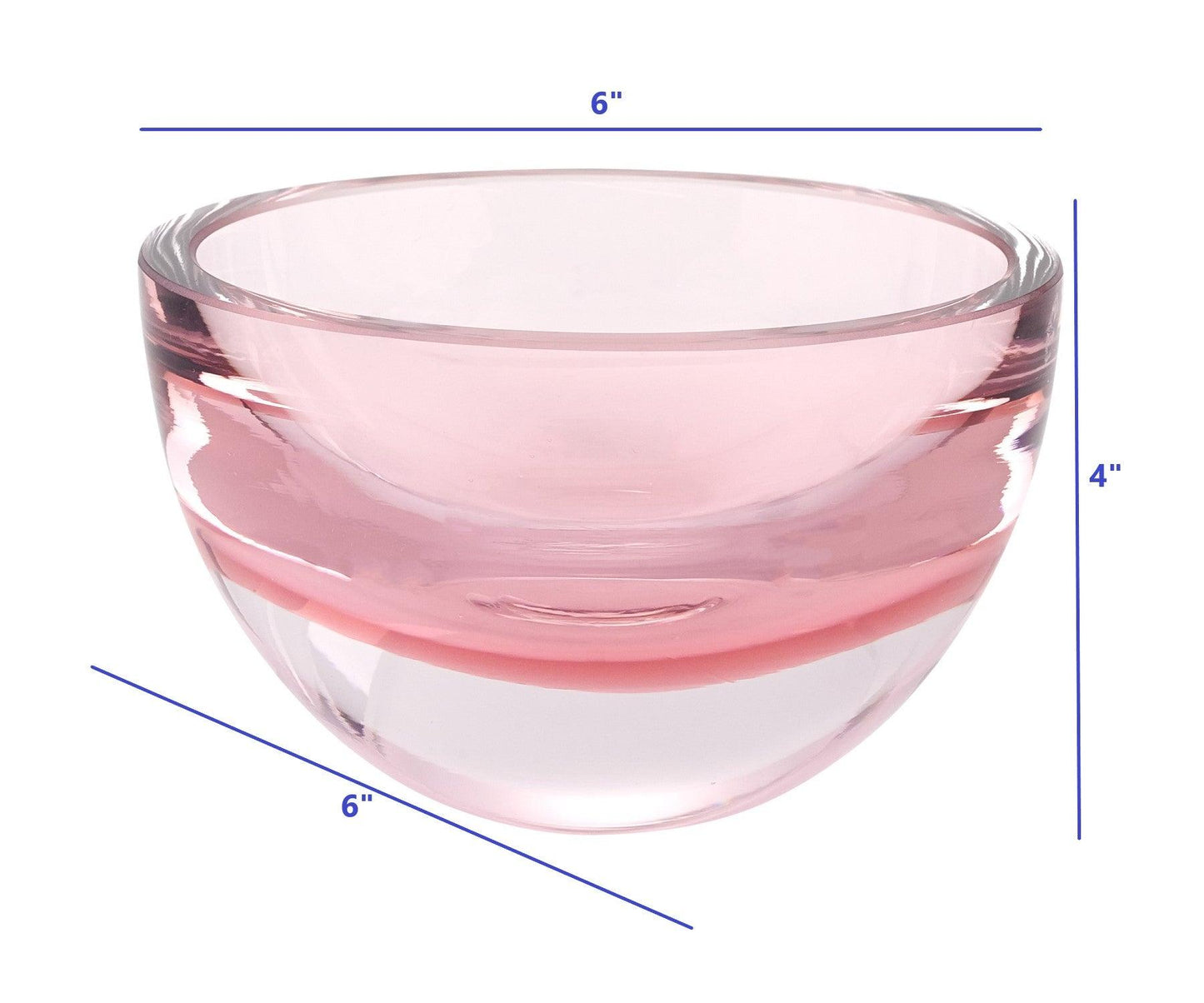 6 Mouth Blown European Made Lead Free Pink Crystal Bowl - AFS