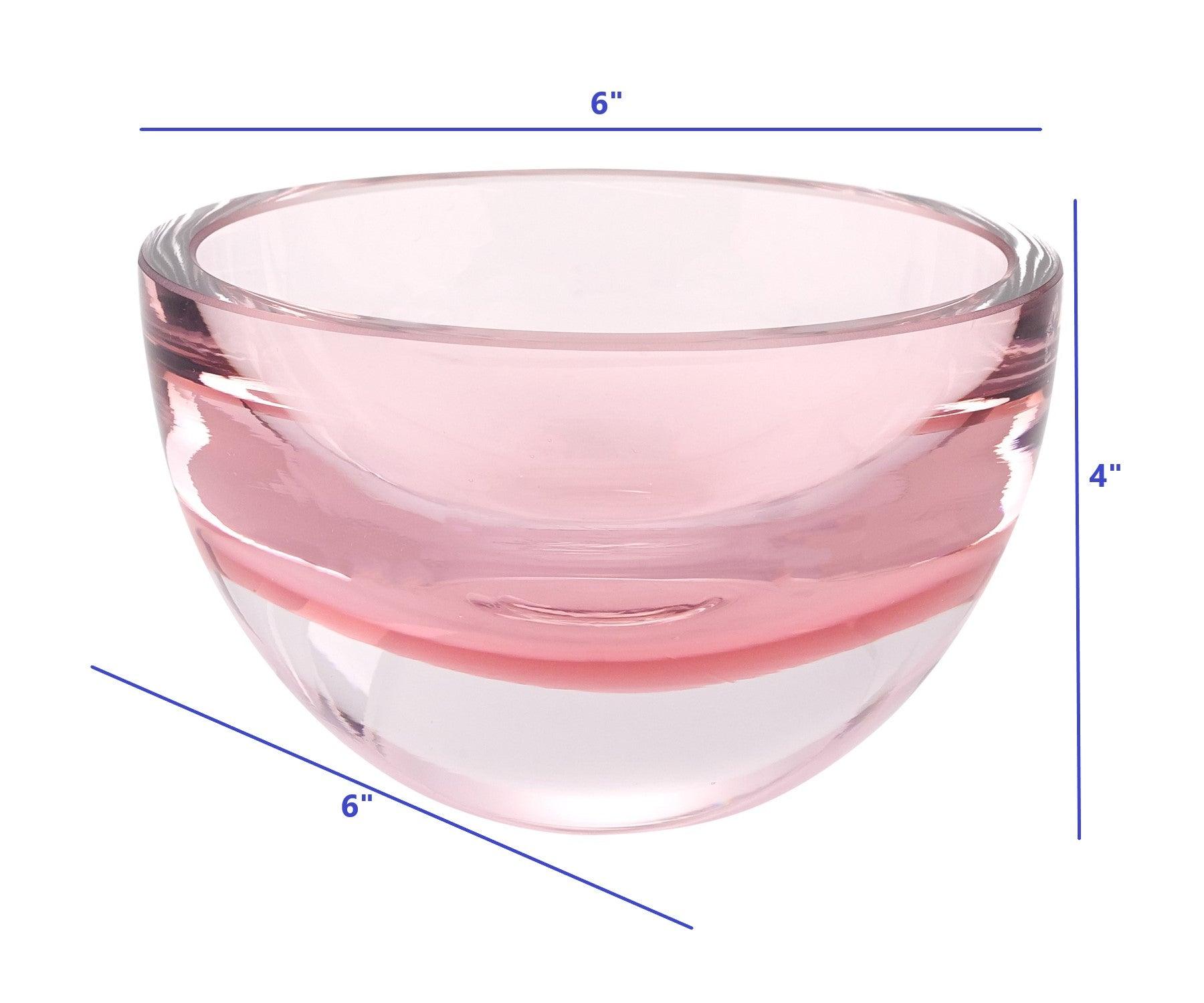 6 Mouth Blown European Made Lead Free Pink Crystal Bowl - AFS