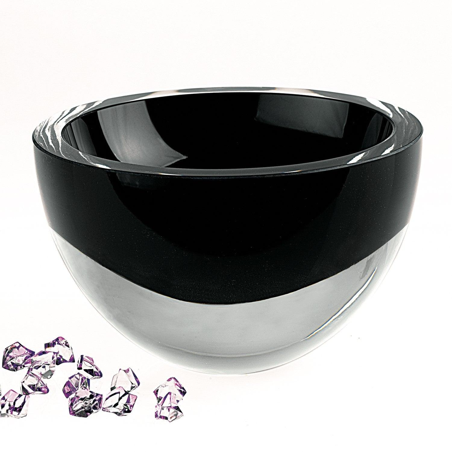 6 Mouth Blown Crystal European Made Lead Free Jet Black Bowl - AFS