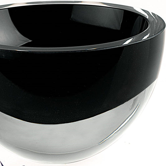 6 Mouth Blown Crystal European Made Lead Free Jet Black Bowl - AFS