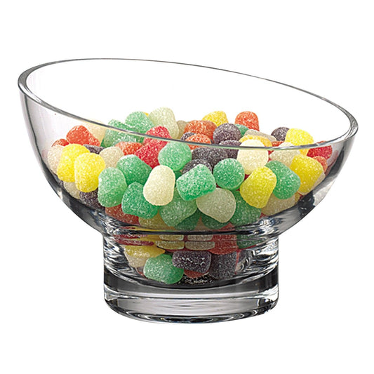 7 Mouth Blown Lead Free Slant Cut Candy Serving Glass Bowl - AFS