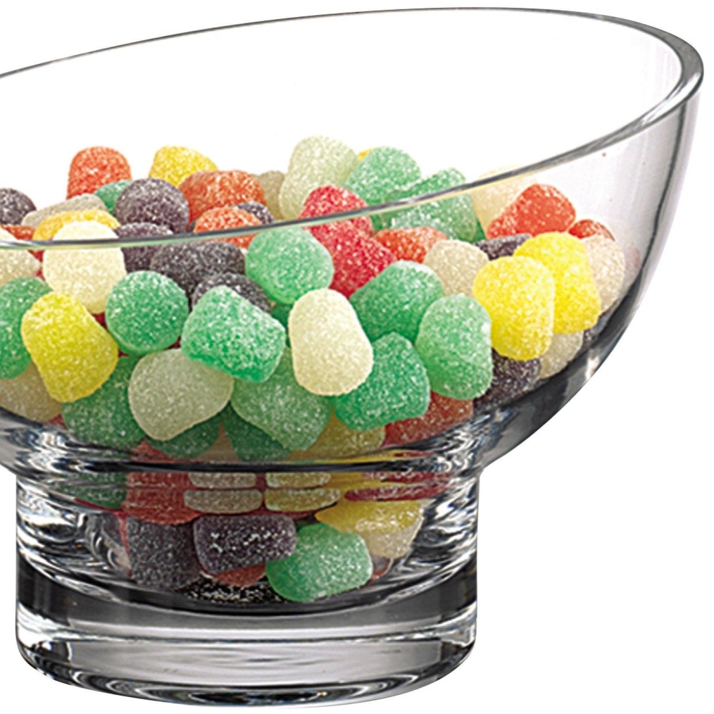 7 Mouth Blown Lead Free Slant Cut Candy Serving Glass Bowl - AFS