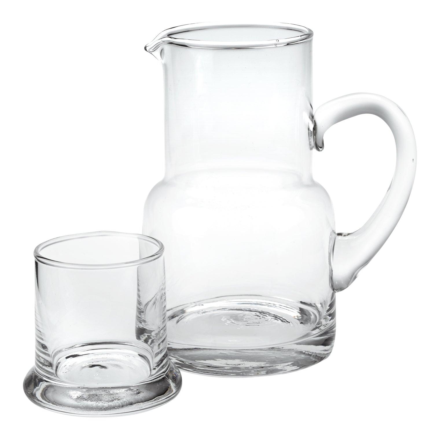 4 X 6 X 7 Clear Glass 2 Pc Glass Bedside or Desktop Carafe Set 10 oz - AFS