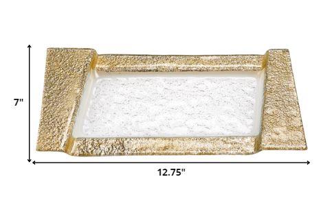 13" Handcrafted Gold Snack or Vanity Tray - AFS