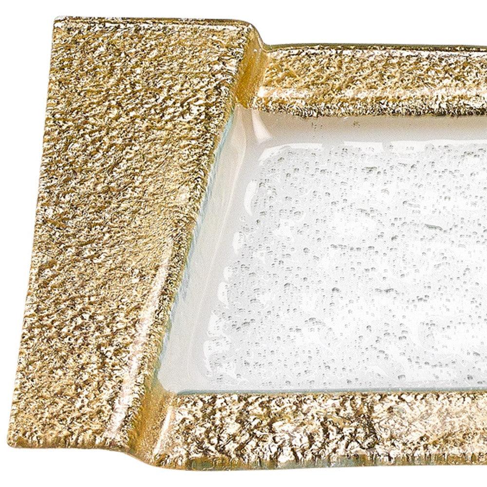 13" Handcrafted Gold Snack or Vanity Tray - AFS