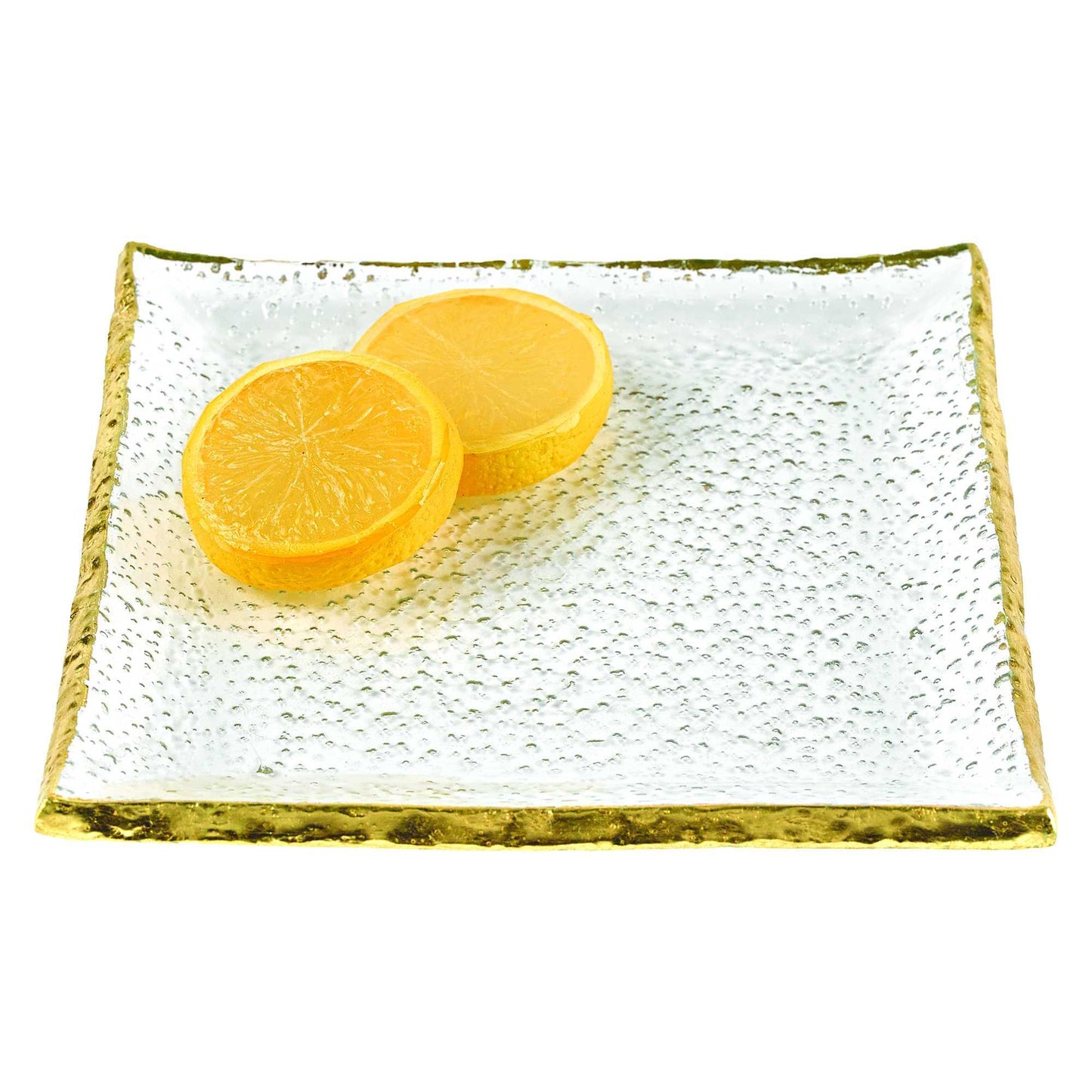 7 Glass Set of 4 Square Edge Gold Plates - AFS