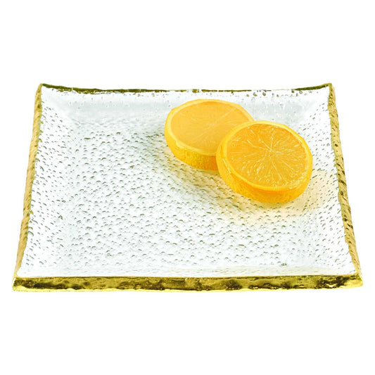 7 Glass Set of 4 Square Edge Gold Plates - AFS